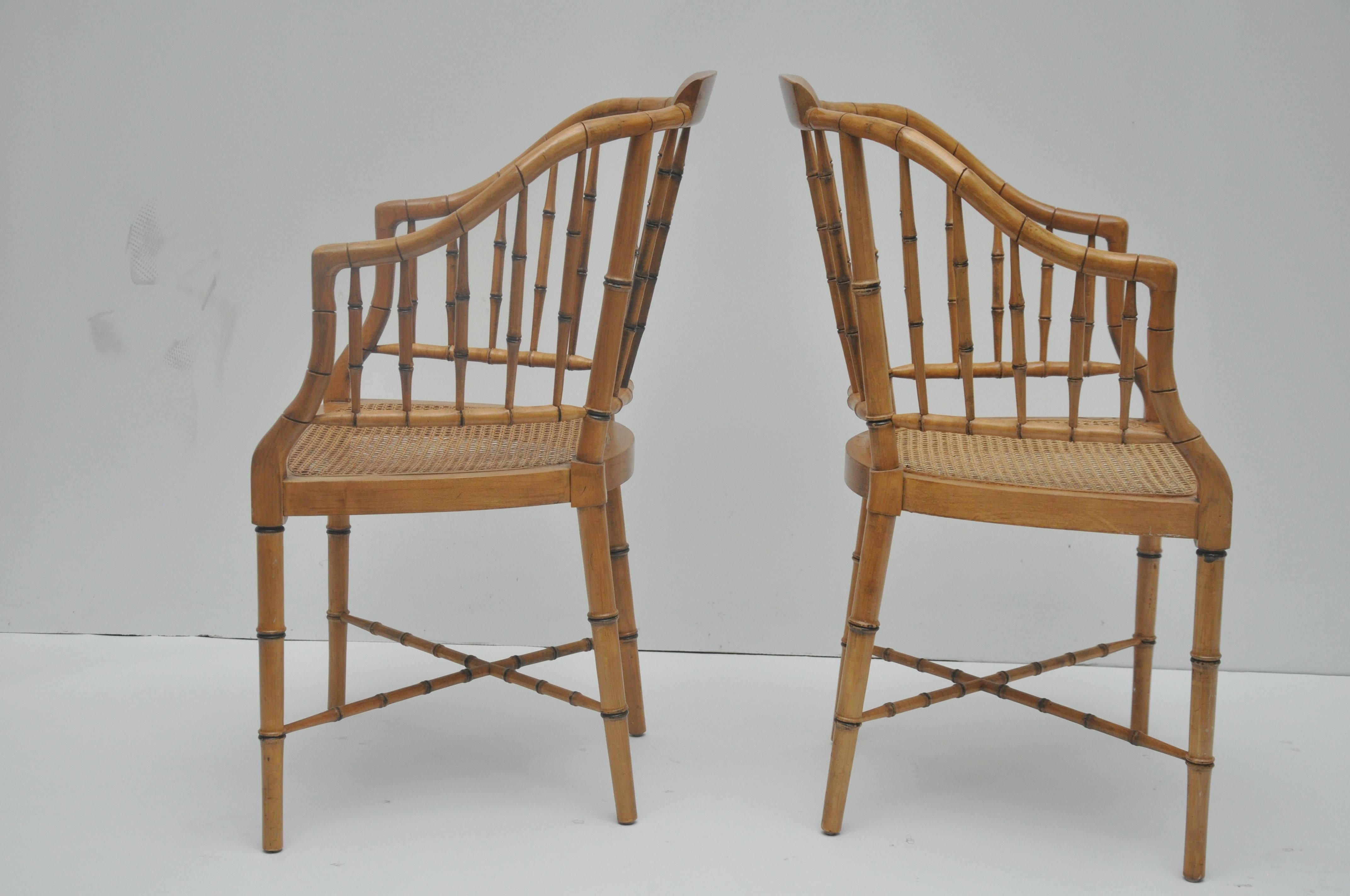 Pair of Faux Bamboo Baker Club Chairs 3