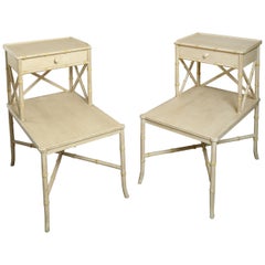 Pair of Faux Bamboo Bedside Tables