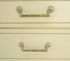 Pair of Faux Bamboo Beige White Lacquer Two Drawers Nightstands End Tables MINT!