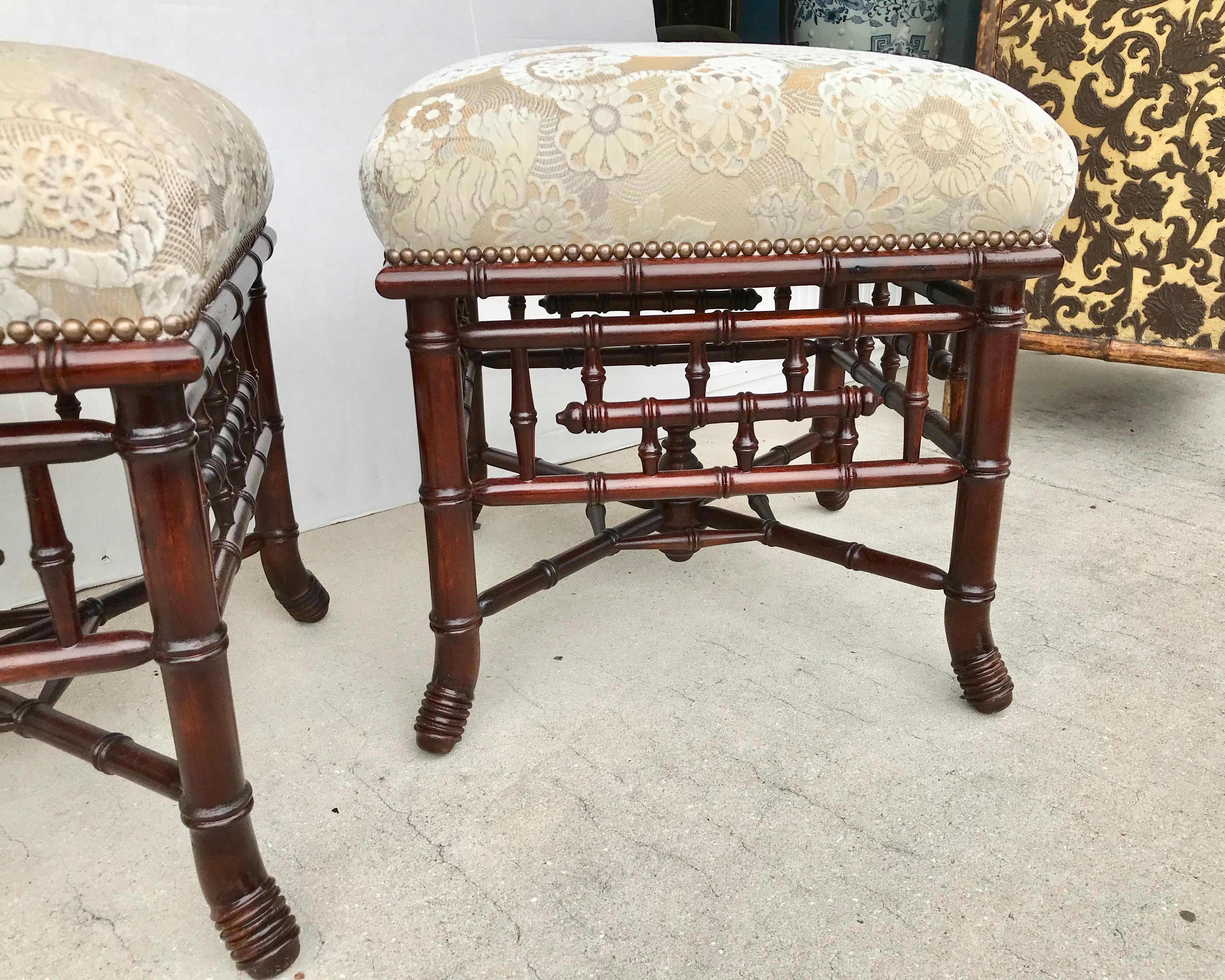 Pair of Faux Bamboo Benches 1