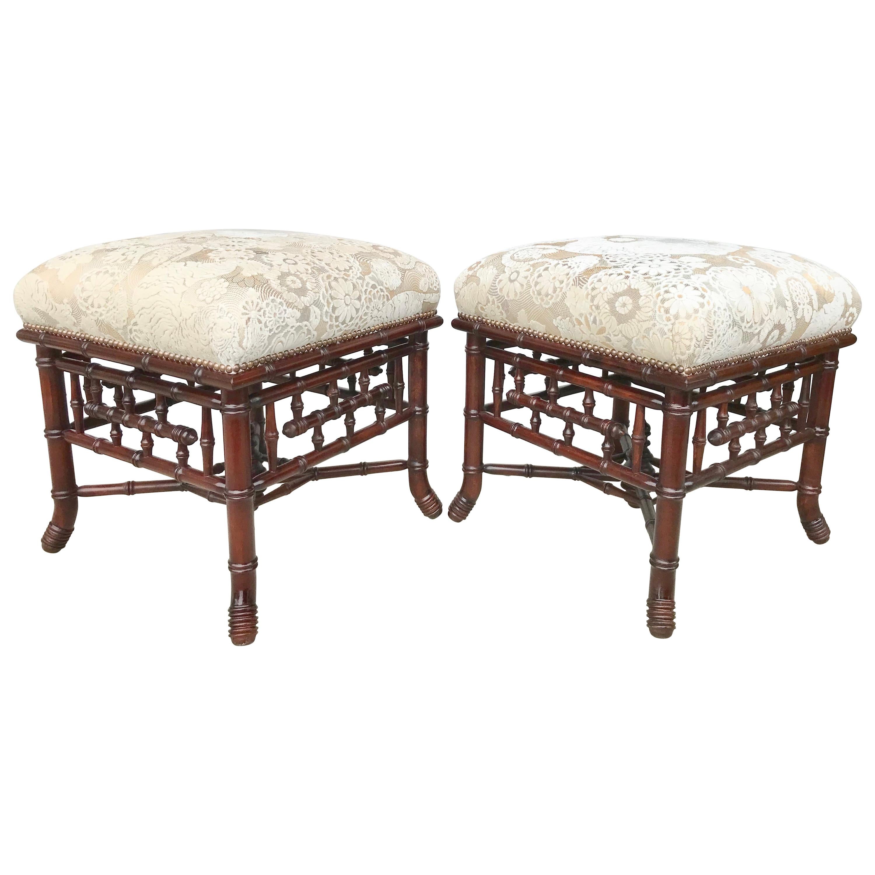 Pair of Faux Bamboo Benches