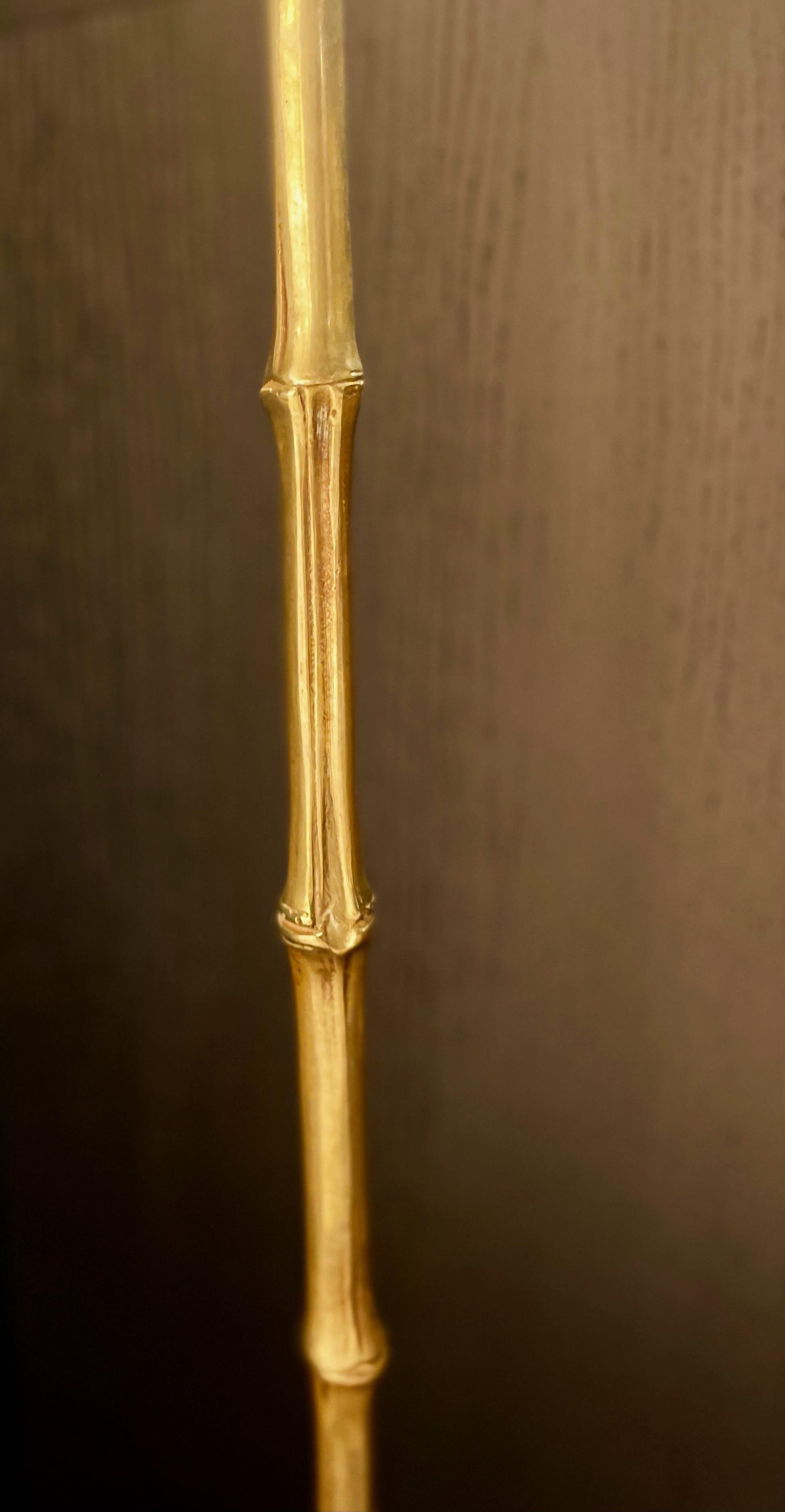 Pair of Faux Bamboo Brass Floor Lamp  by Maison Baguès, France, 1960. For Sale 7
