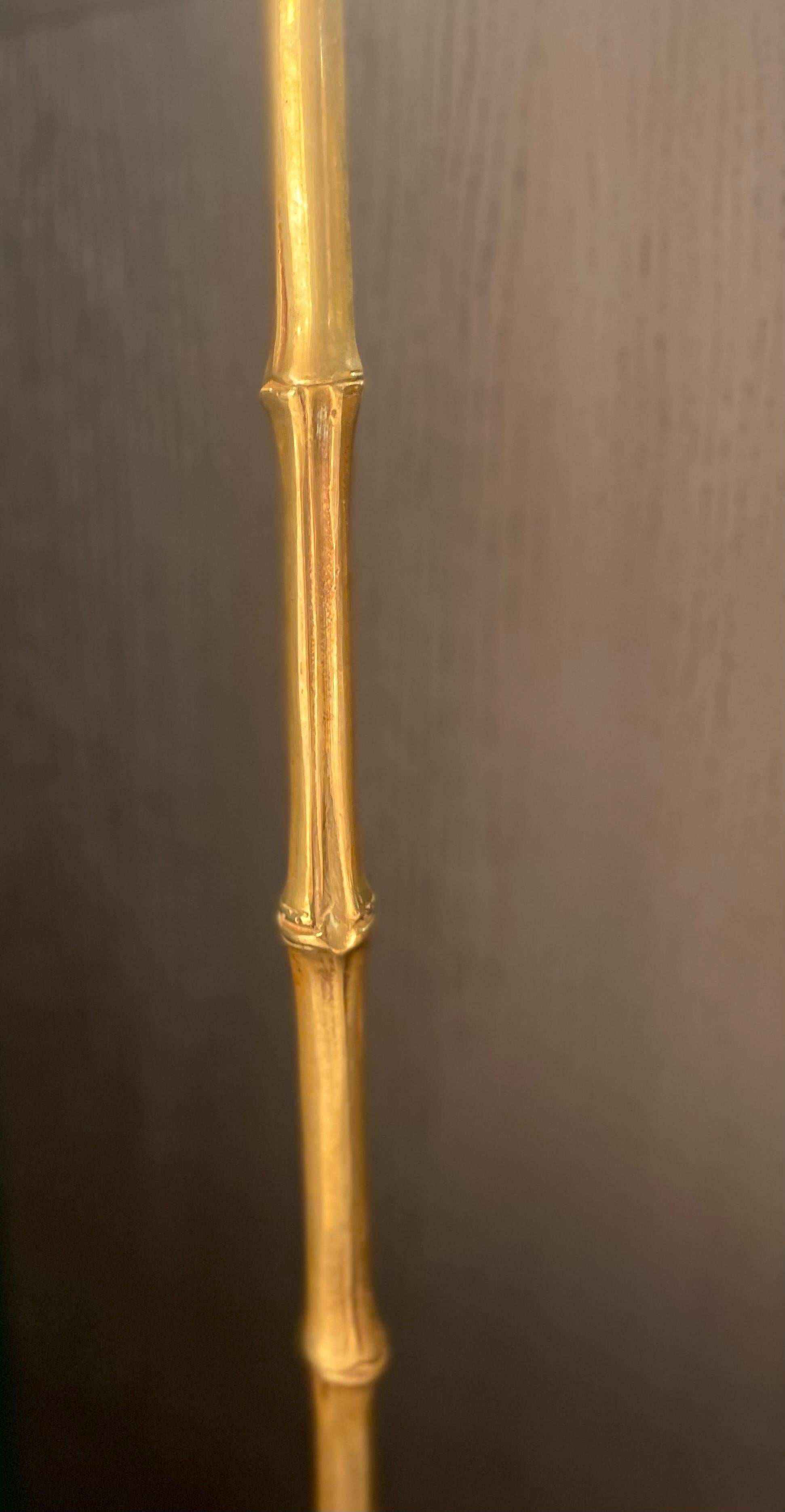 Pair of Faux Bamboo Brass Floor Lamp  by Maison Baguès, France, 1960. For Sale 8