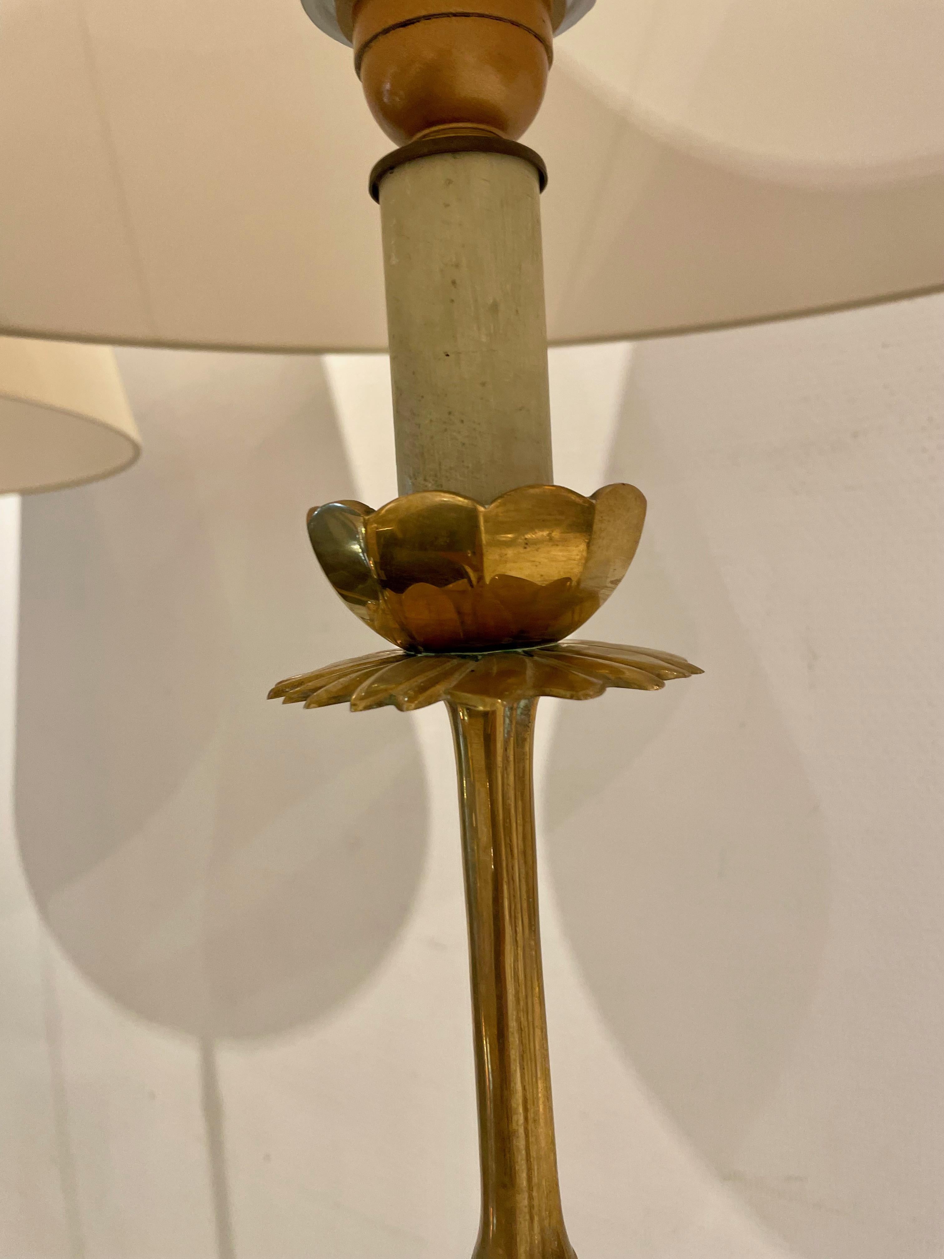 Pair of Faux Bamboo Brass Floor Lamp  by Maison Baguès, France, 1960. For Sale 9