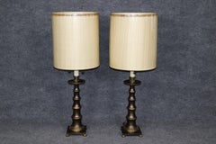 Pair of Faux Bamboo Brass Stiffel Mid Century Modern Table Lamps