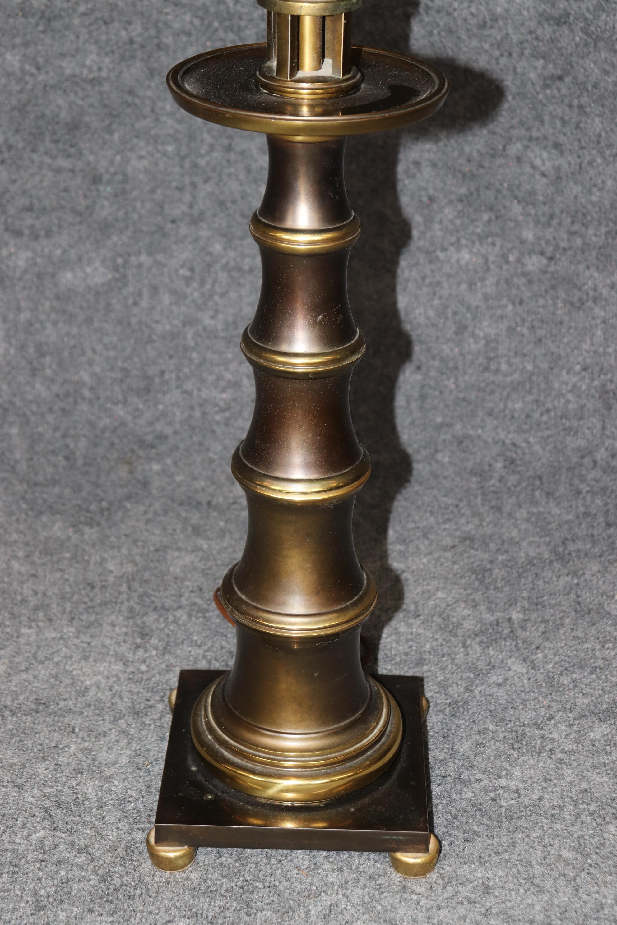 Mid-20th Century Pair of Faux Bamboo Brass Stiffel Mid Century Modern Table Lamps For Sale