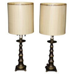 Pair of Faux Bamboo Brass Stiffel Mid Century Modern Table Lamps