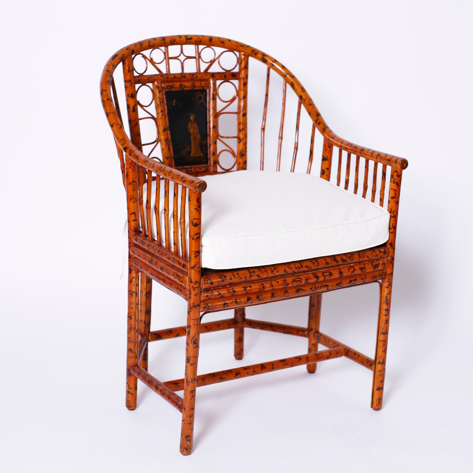 Pair of Faux Bamboo Brighton Pavilion Chairs In Good Condition In Palm Beach, FL