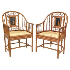 Pair of Victorian Design Cane And Bamboo Brighton Pavilion Chairs