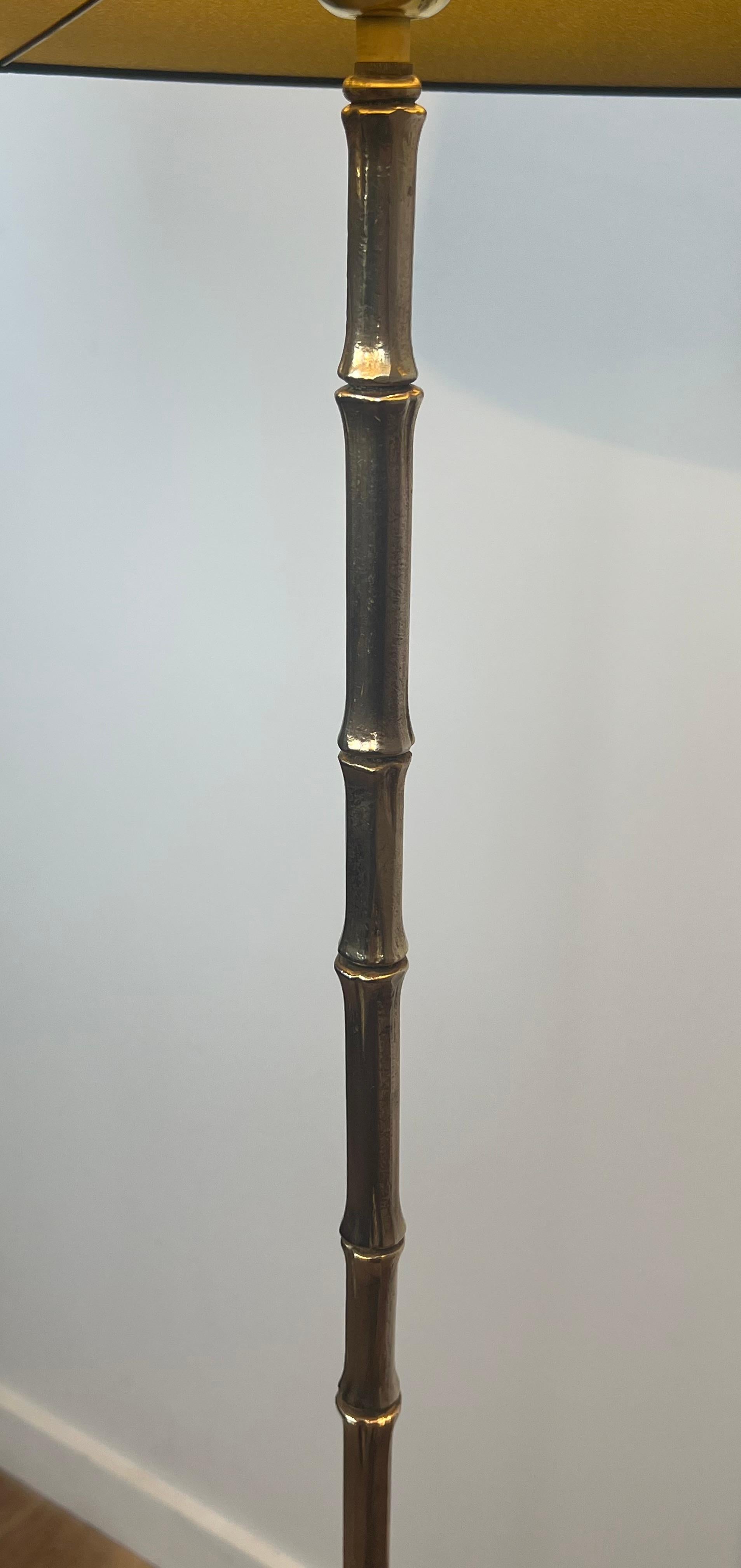 Pair of Faux-Bamboo Bronze Floor Lamps By Maison Bagués For Sale 4