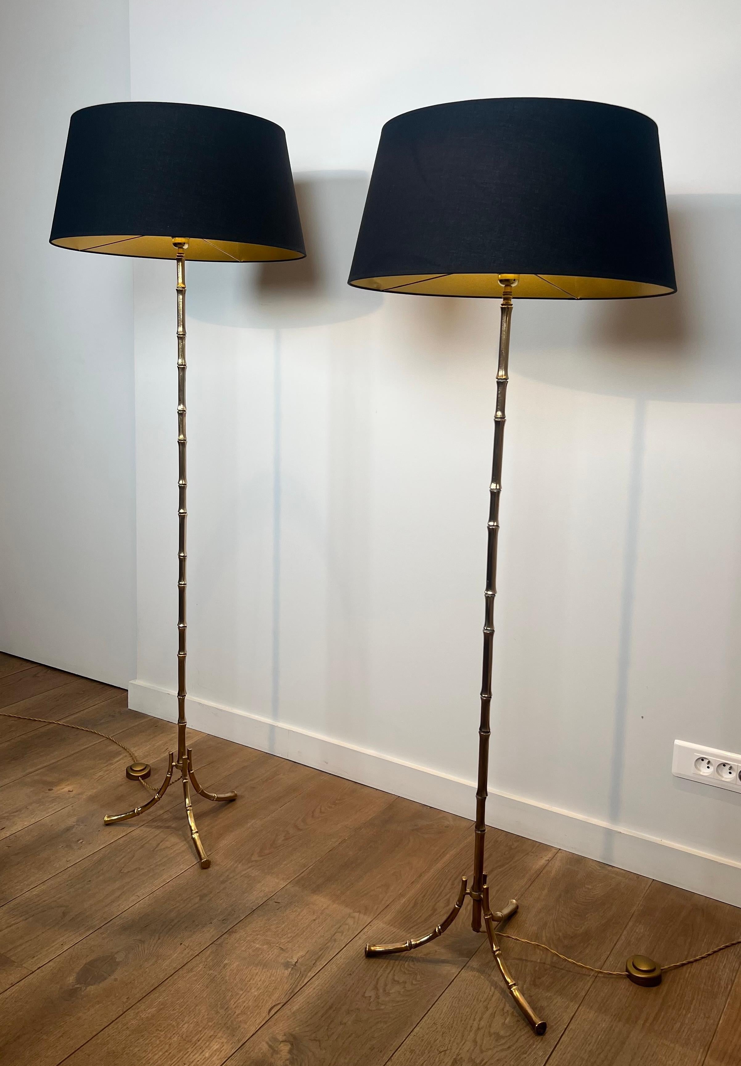 Pair of Faux-Bamboo Bronze Floor Lamps By Maison Bagués For Sale 6
