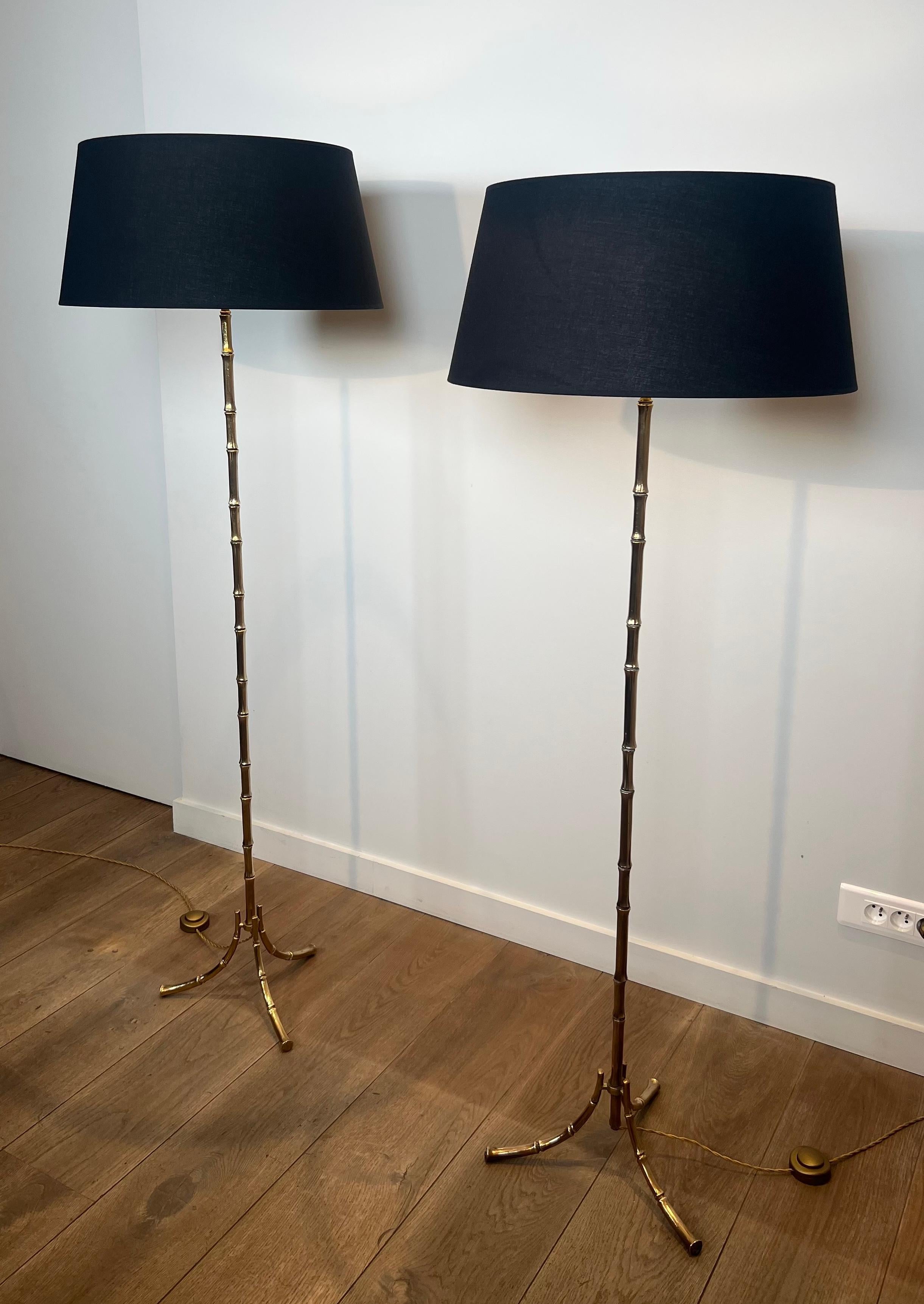 Pair of Faux-Bamboo Bronze Floor Lamps By Maison Bagués For Sale 7