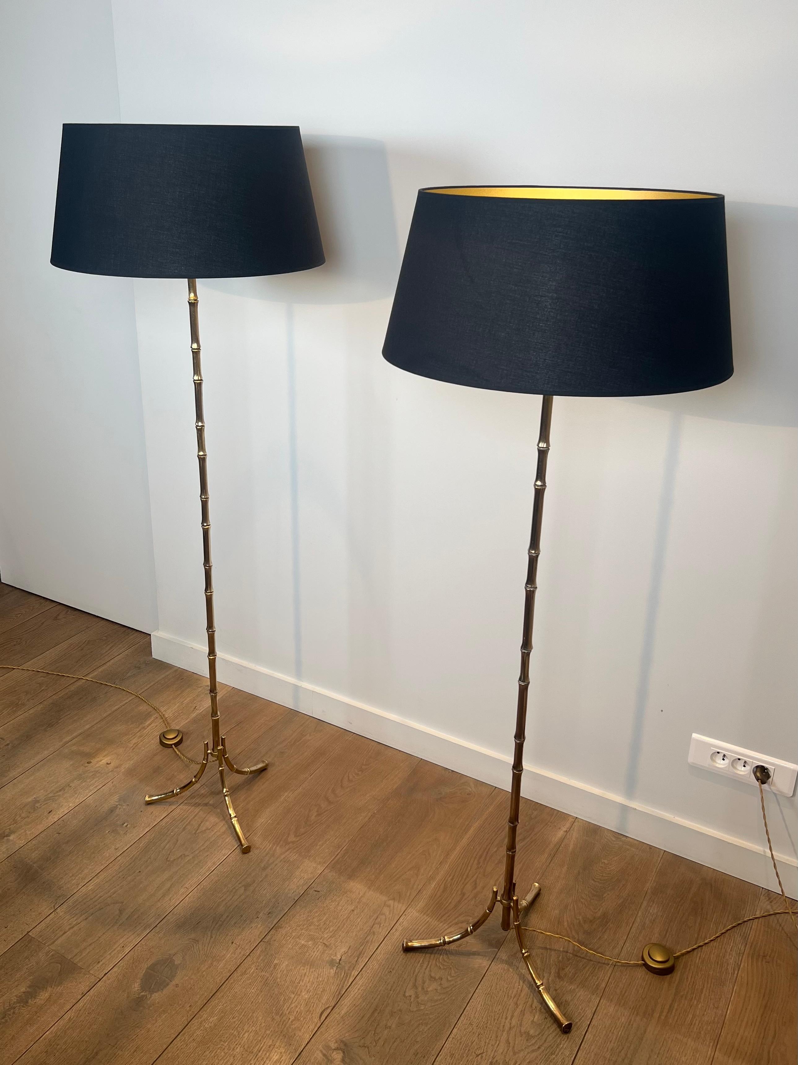 Pair of Faux-Bamboo Bronze Floor Lamps By Maison Bagués For Sale 8