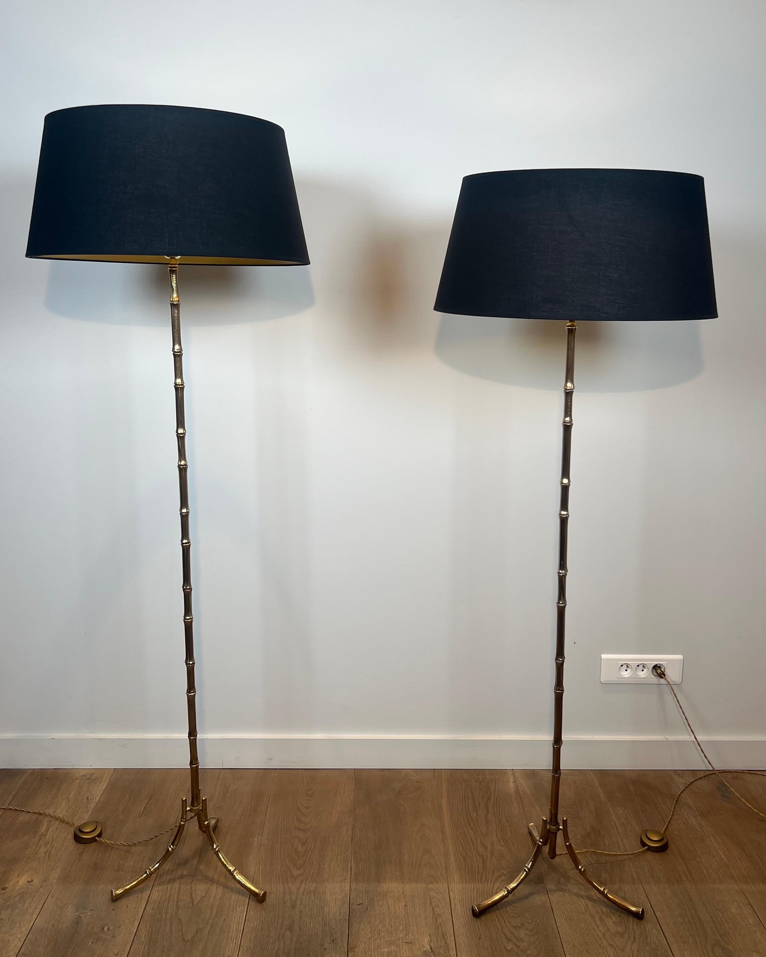 Pair of Faux-Bamboo Bronze Floor Lamps By Maison Bagués For Sale 9