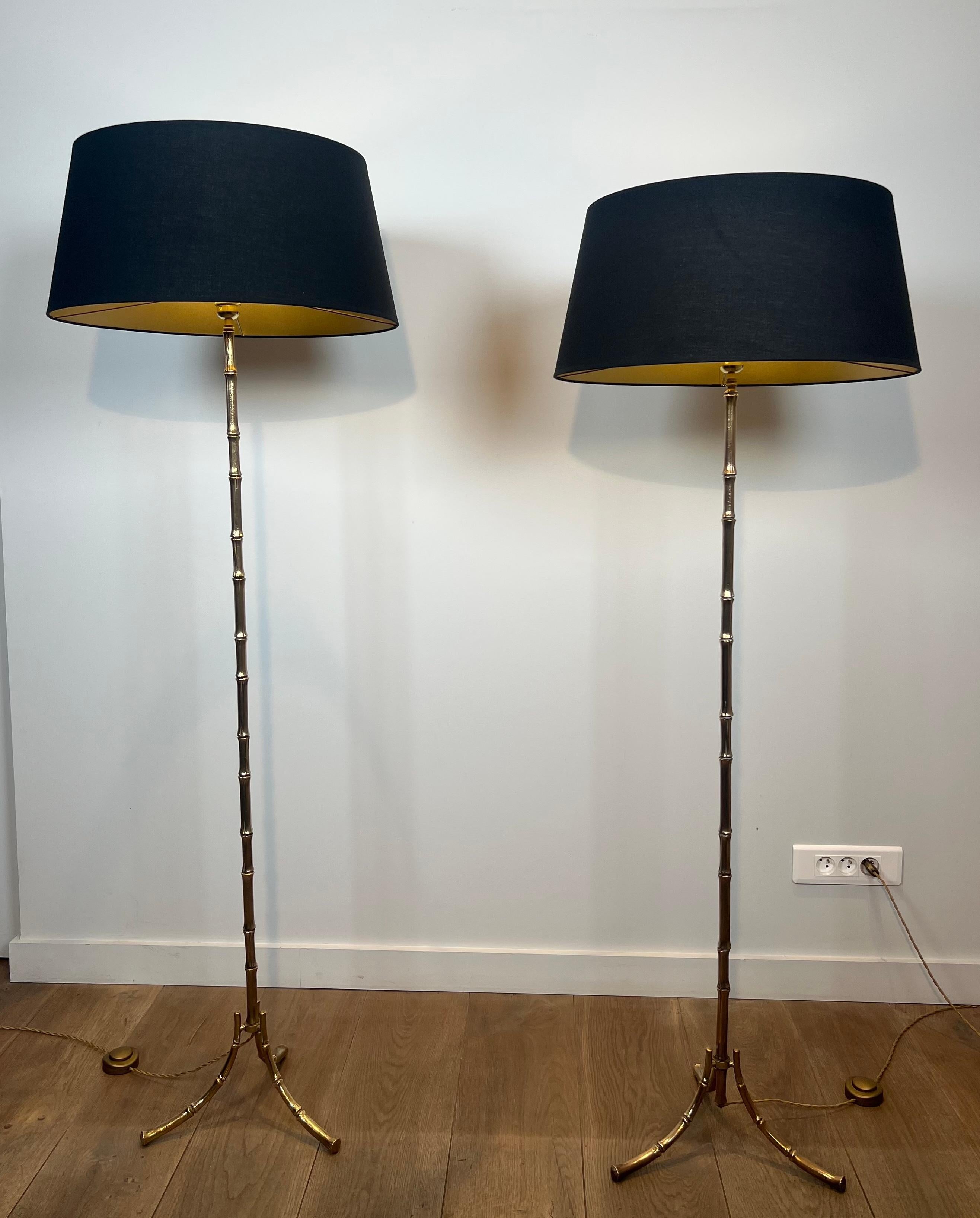 Pair of Faux-Bamboo Bronze Floor Lamps By Maison Bagués For Sale 11