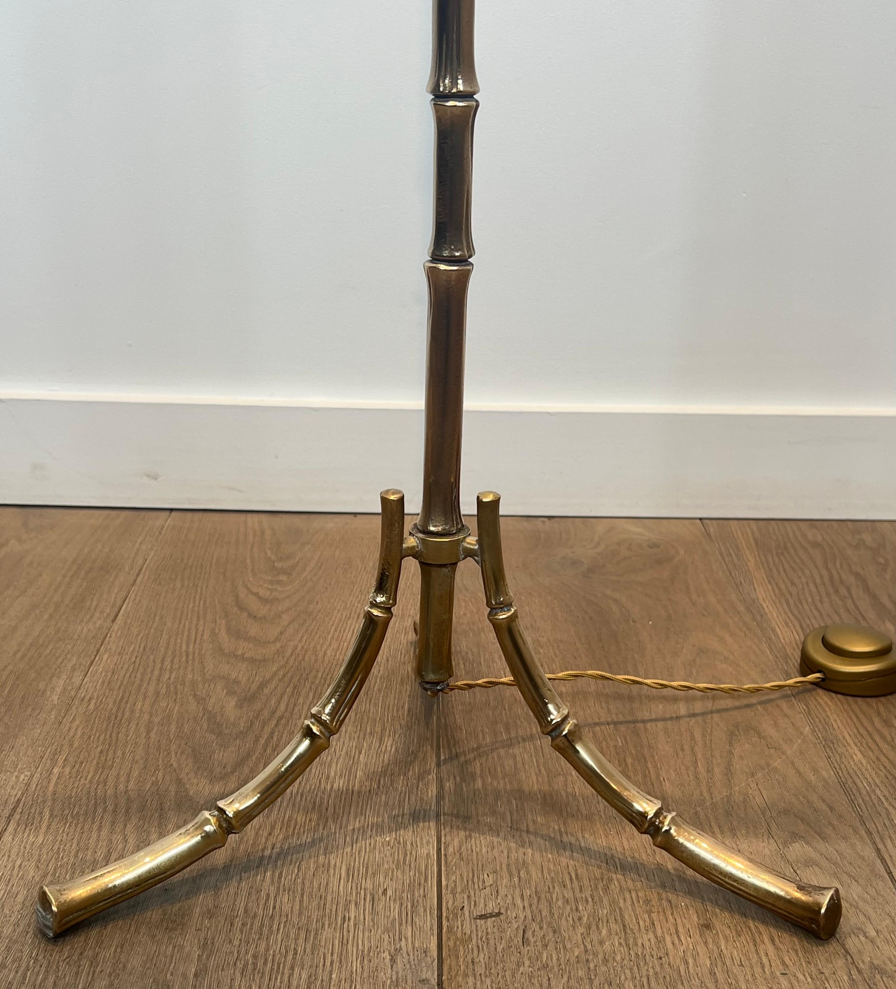 Pair of Faux-Bamboo Bronze Floor Lamps By Maison Bagués For Sale 1