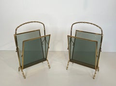 Pair of Faux-Bamboo Bronze Magazine Rack by Maison Baguès