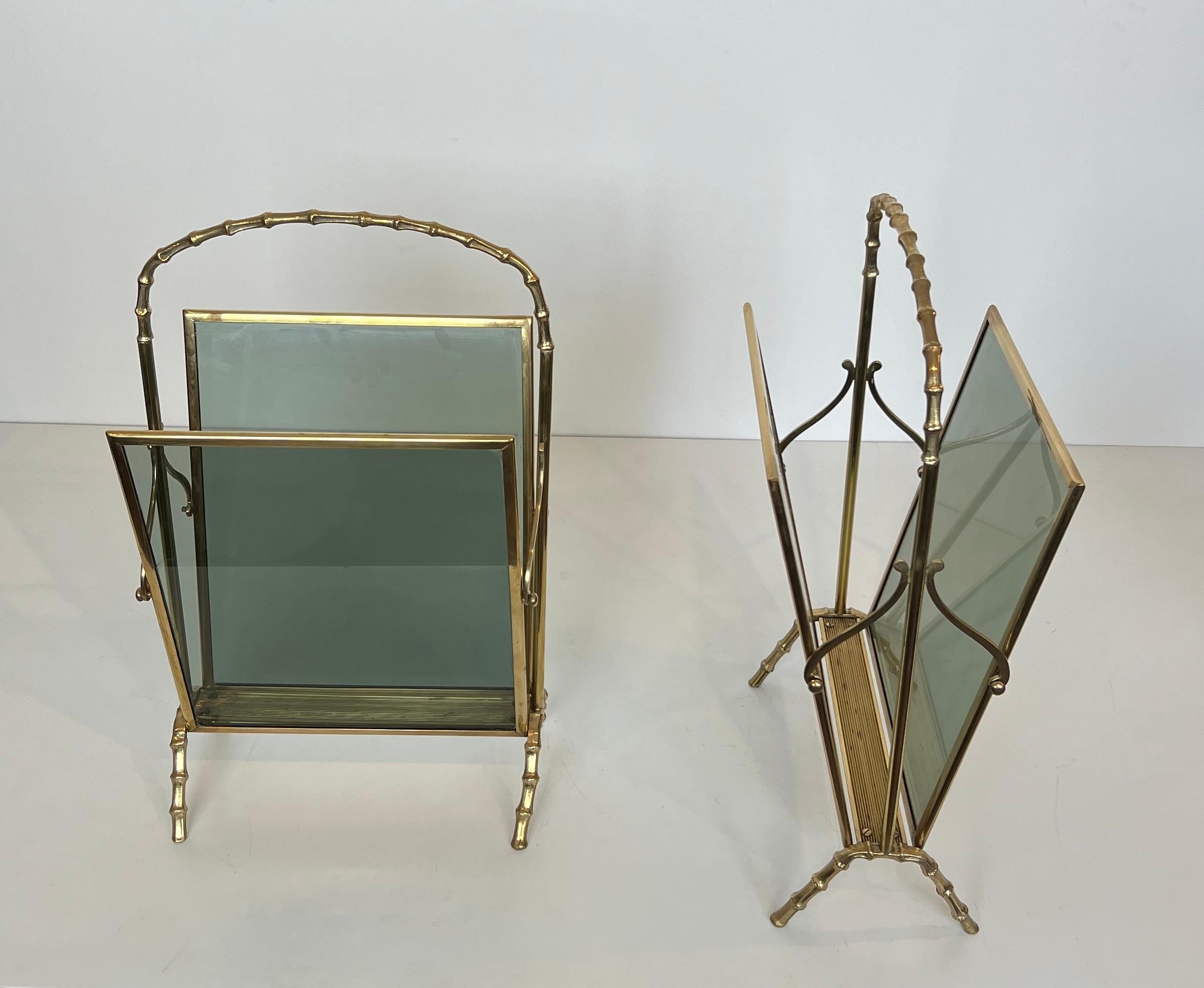 Francese Coppia di portariviste in finto bambù in bronzo di Maison Baguès in vendita