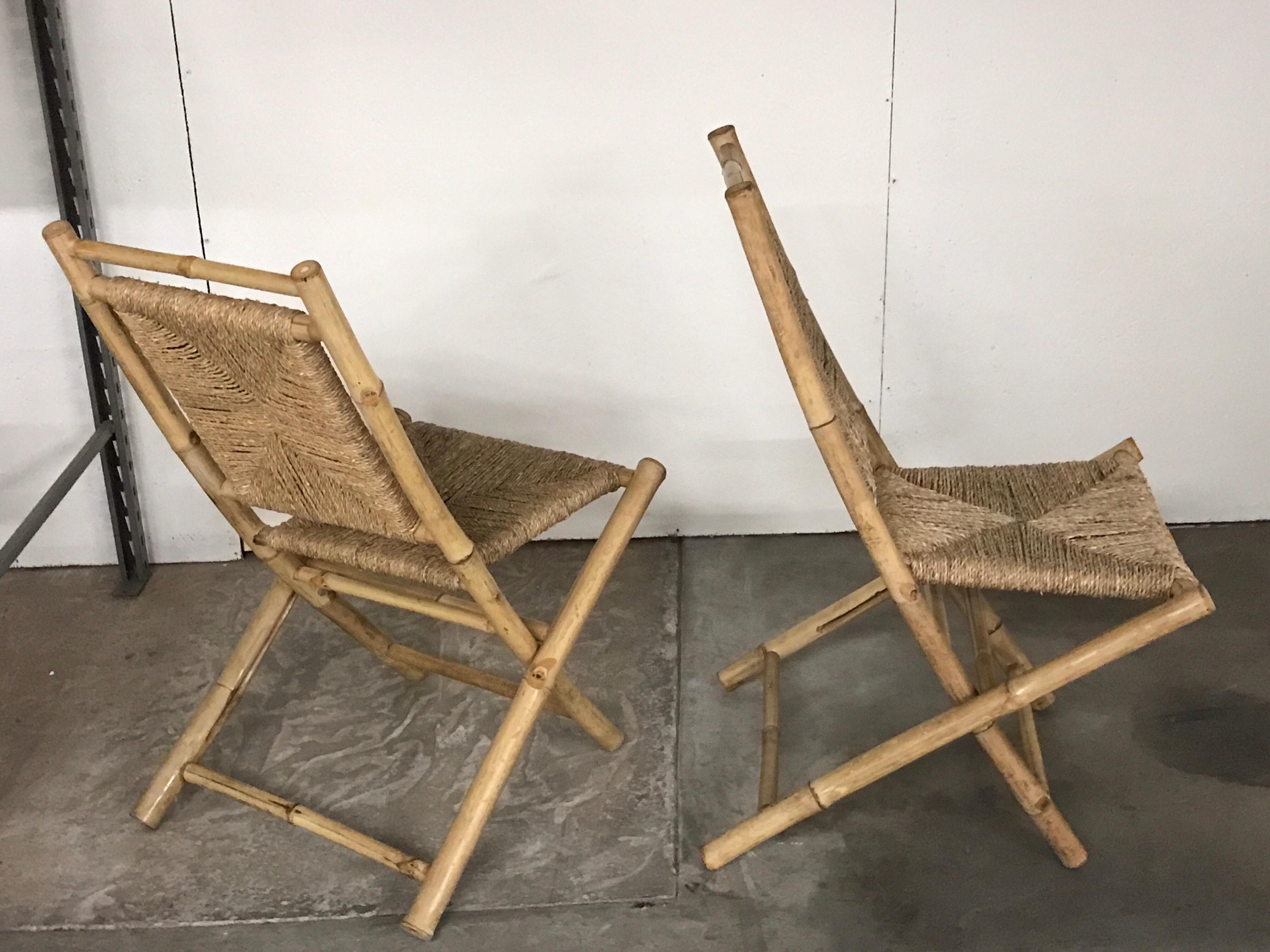 French Pair of Faux Bamboo Campaign Chairs in the Manner of Maison Jansen For Sale