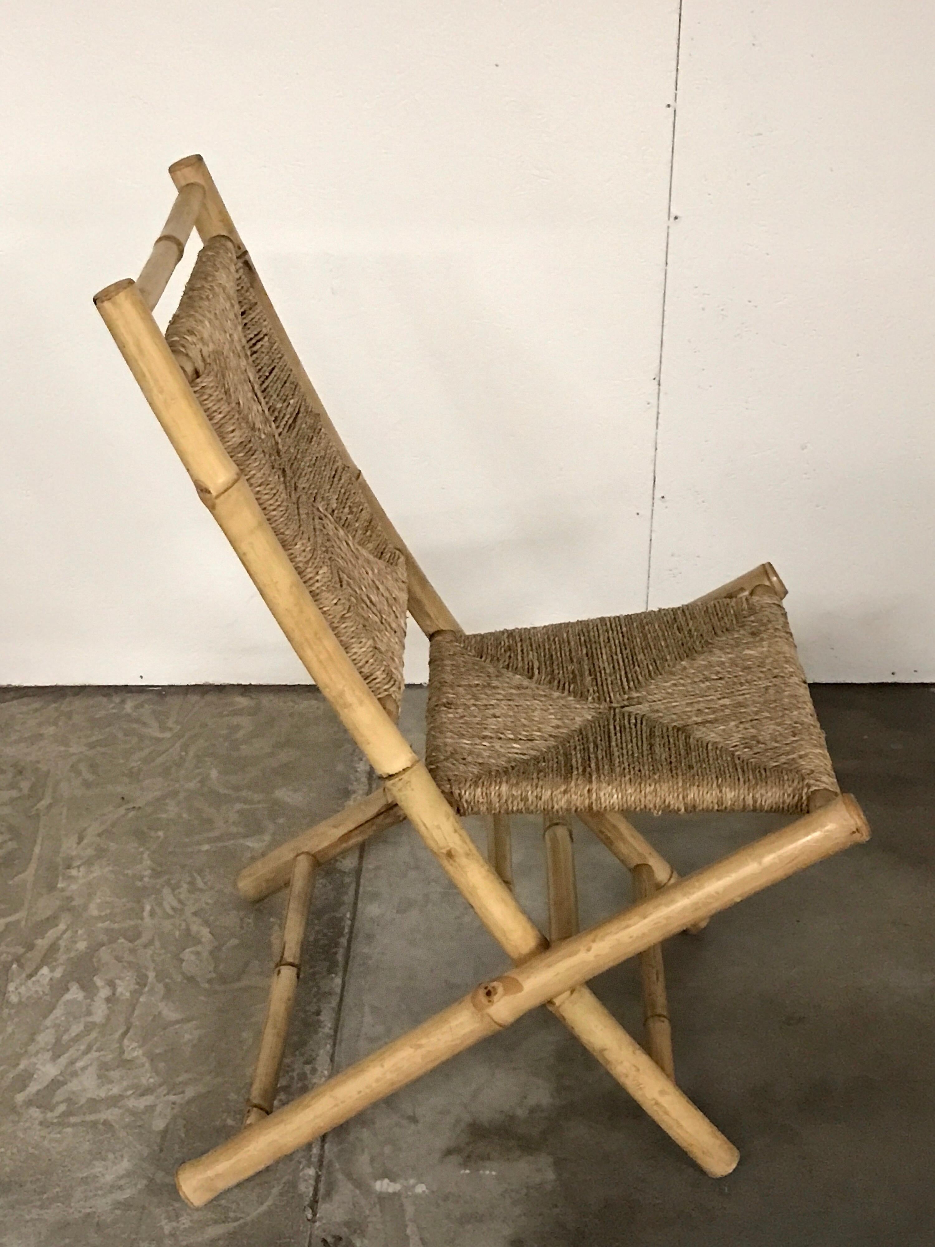 Pair of Faux Bamboo Campaign Chairs in the Manner of Maison Jansen In Good Condition For Sale In Atlanta, GA