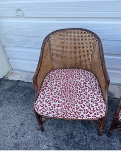 Coppia di poltrone club con canne in finto bambù di Mc Guire