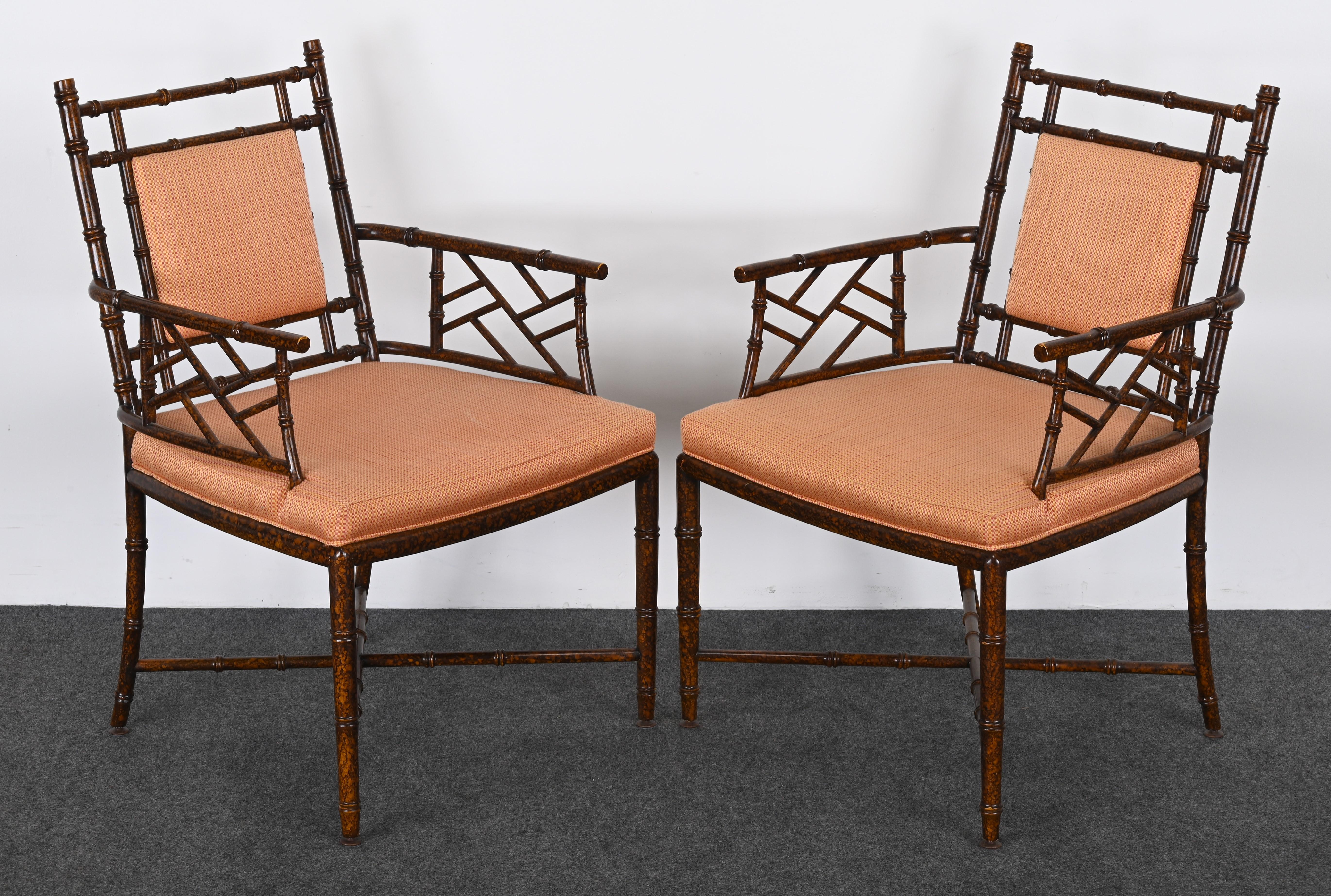 Pair of Faux Bamboo Chairs by Pearson In Good Condition For Sale In Hamburg, PA