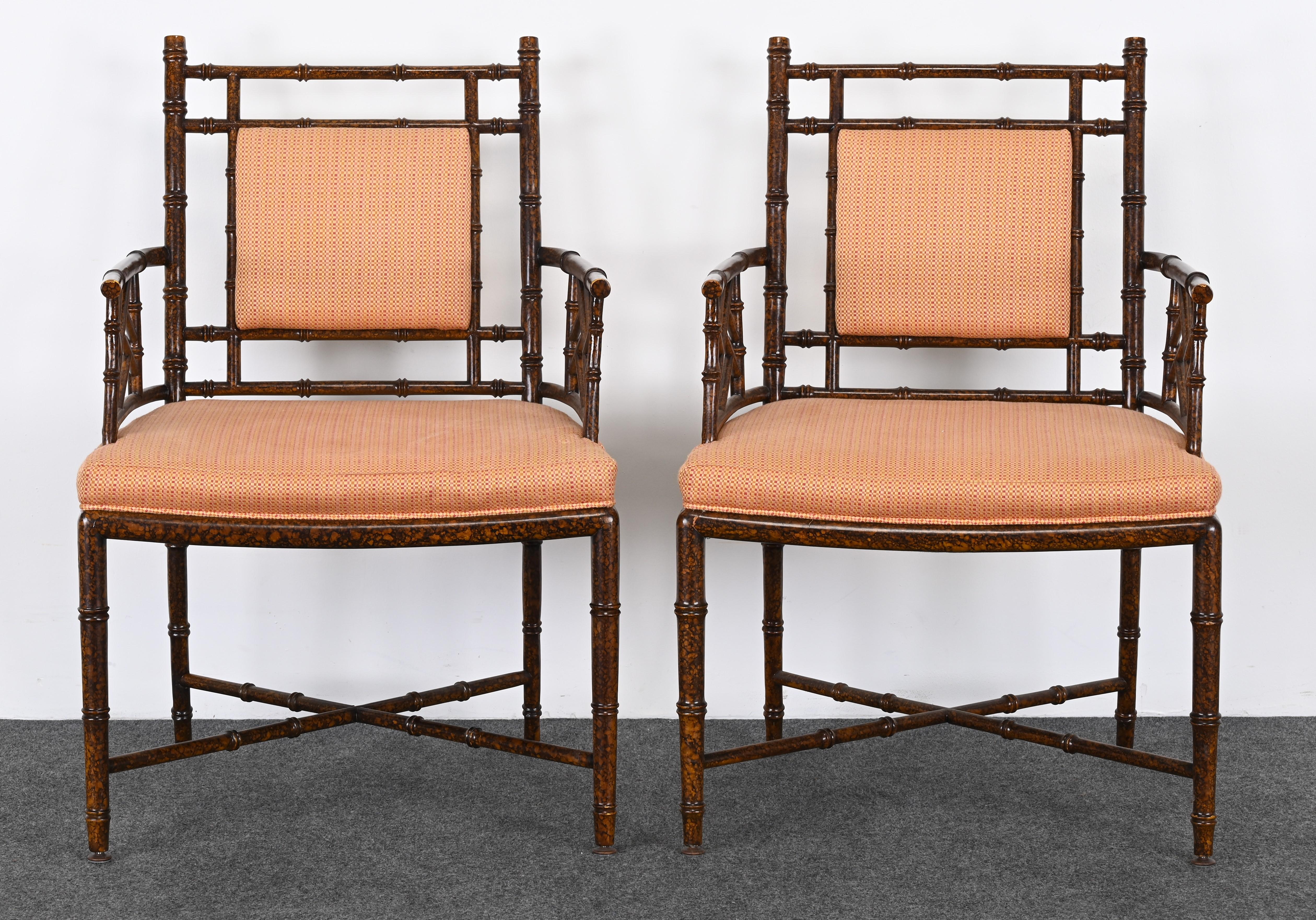 Contemporary Pair of Faux Bamboo Chairs by Pearson For Sale