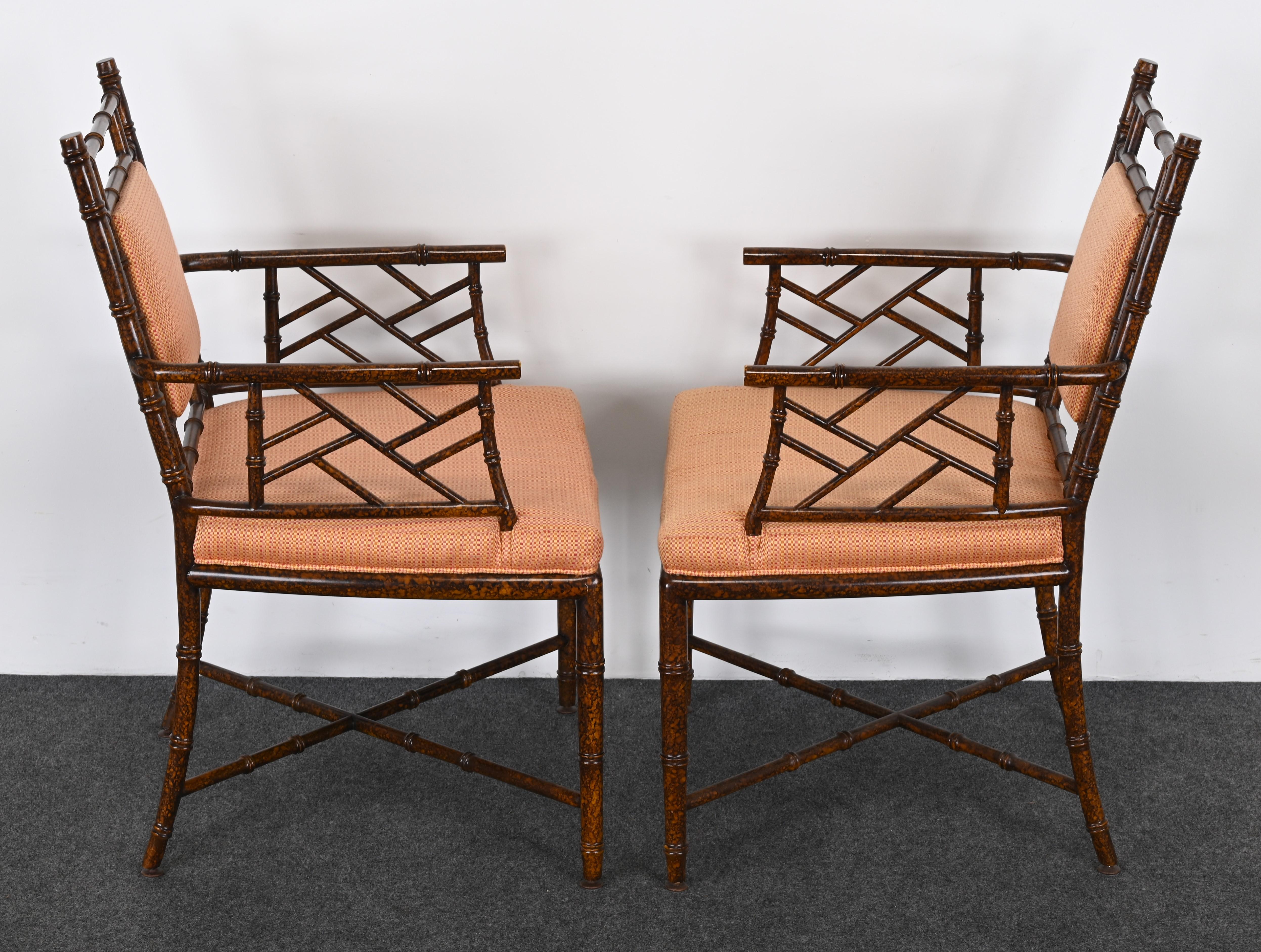Pair of Faux Bamboo Chairs by Pearson For Sale 1