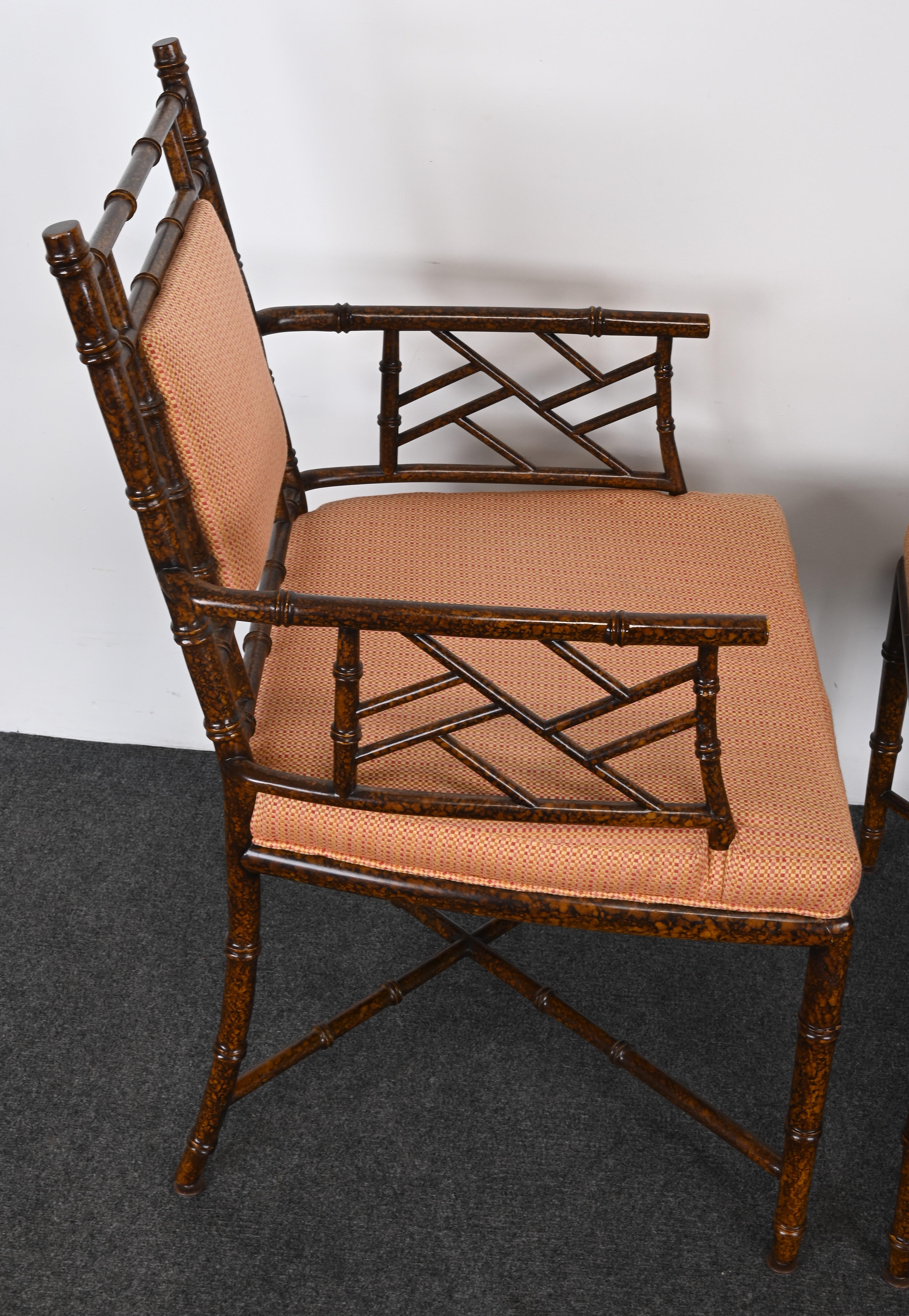 Pair of Faux Bamboo Chairs by Pearson For Sale 2