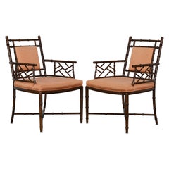 Paire de chaises en faux bambou de Pearson