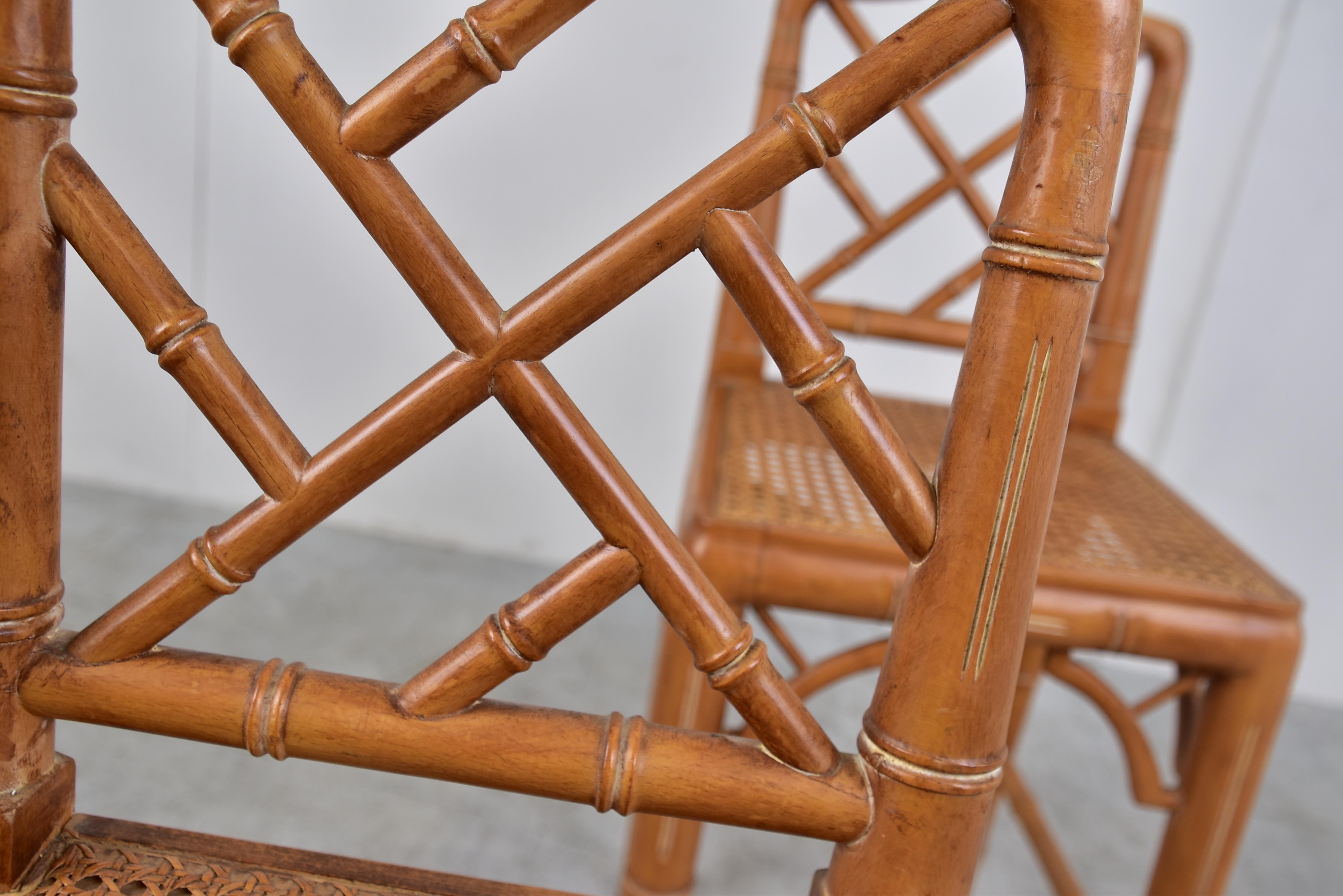 Pair of Faux Bamboo Children Chairs, 1960s For Sale 4