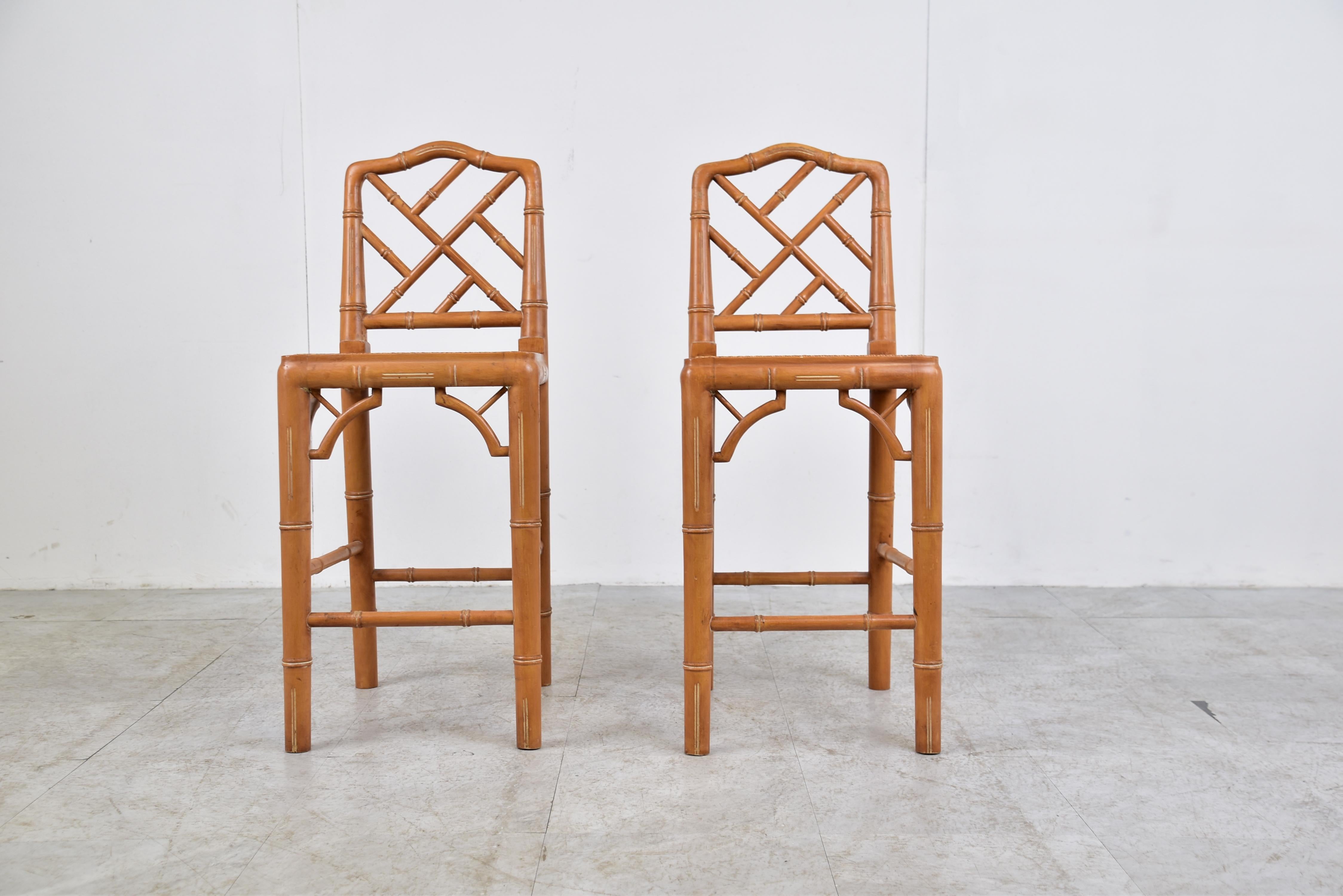 Mid-Century Modern Pair of Faux Bamboo Children Chairs, 1960s For Sale