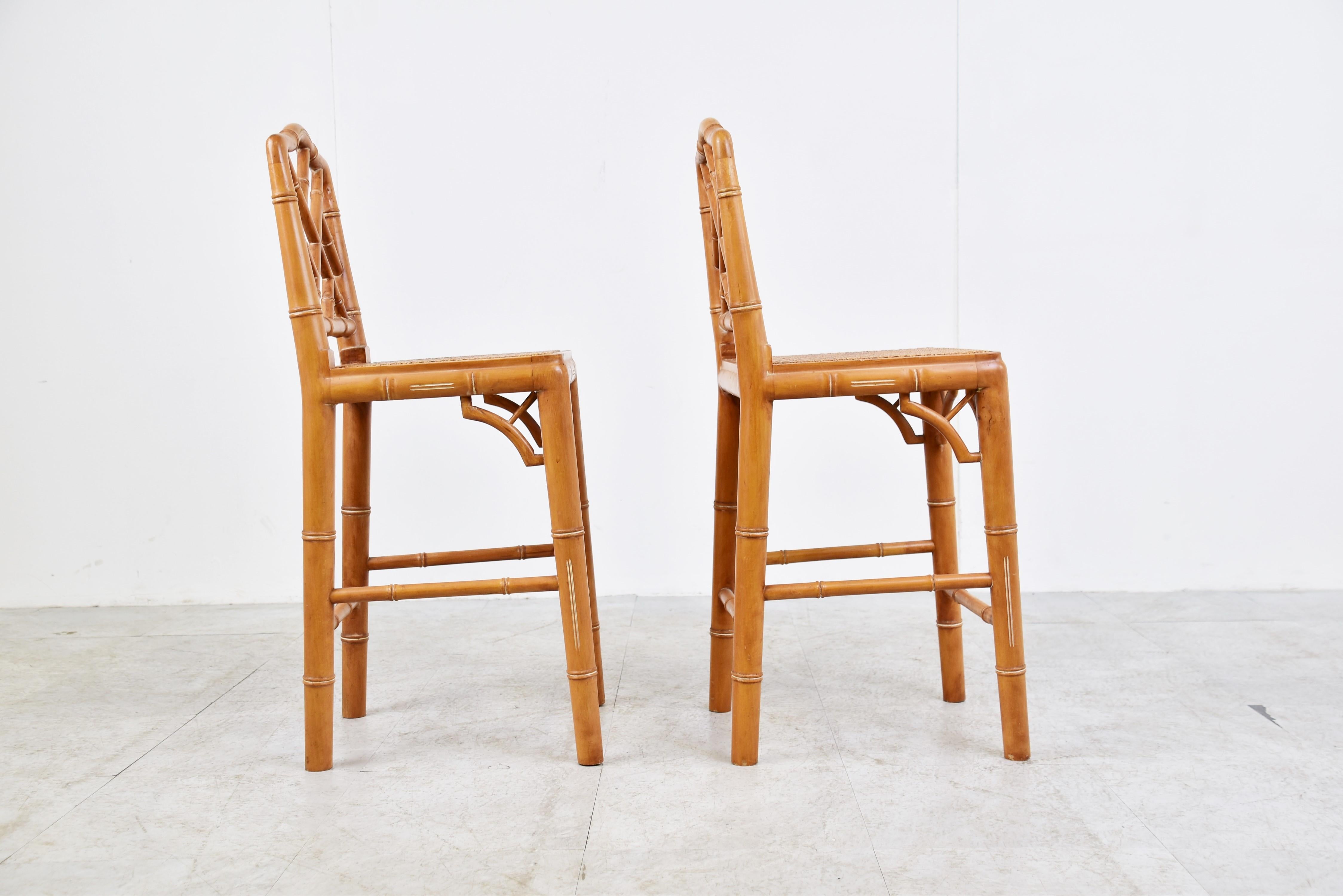 Belgian Pair of Faux Bamboo Children Chairs, 1960s For Sale
