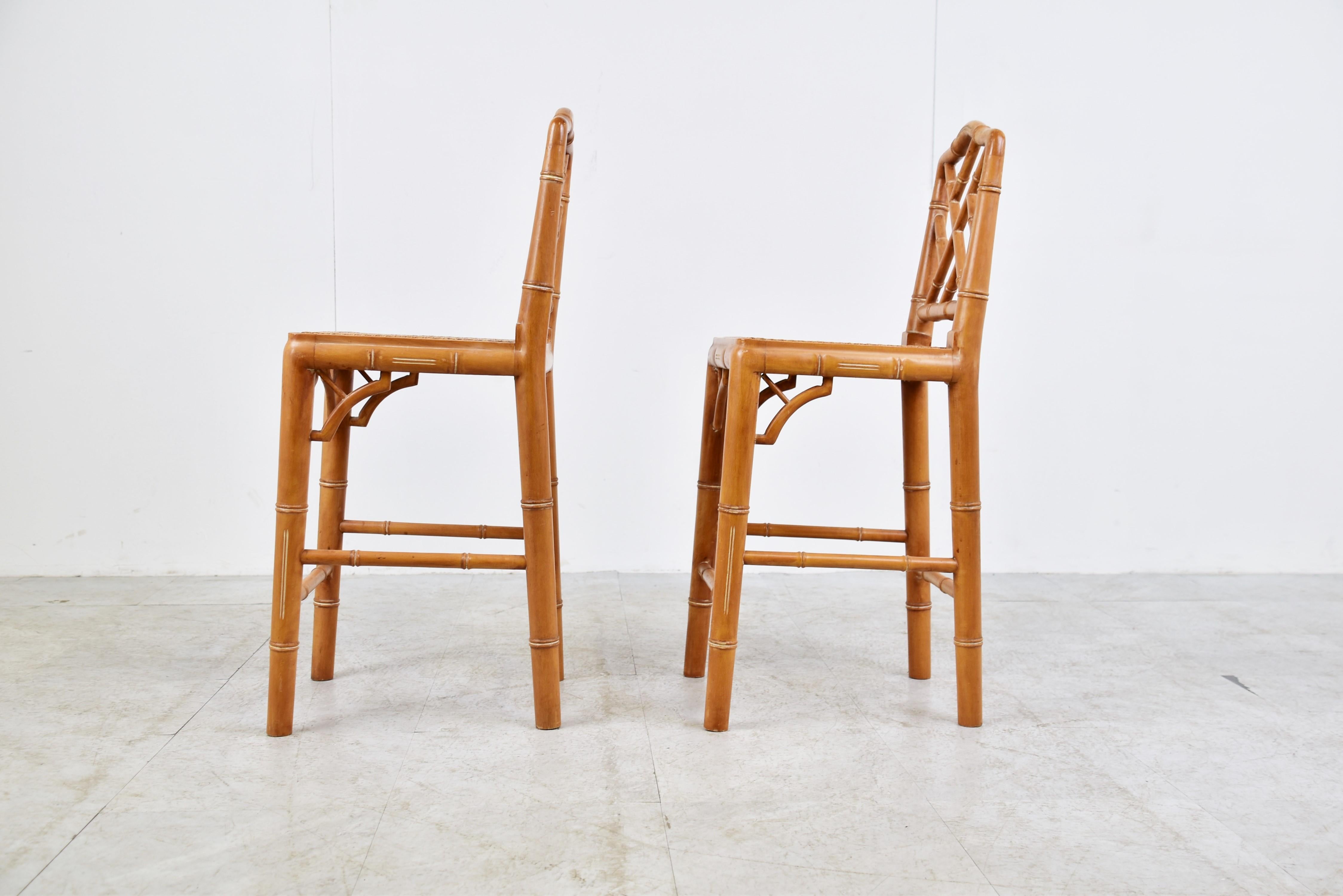 Mid-20th Century Pair of Faux Bamboo Children Chairs, 1960s For Sale