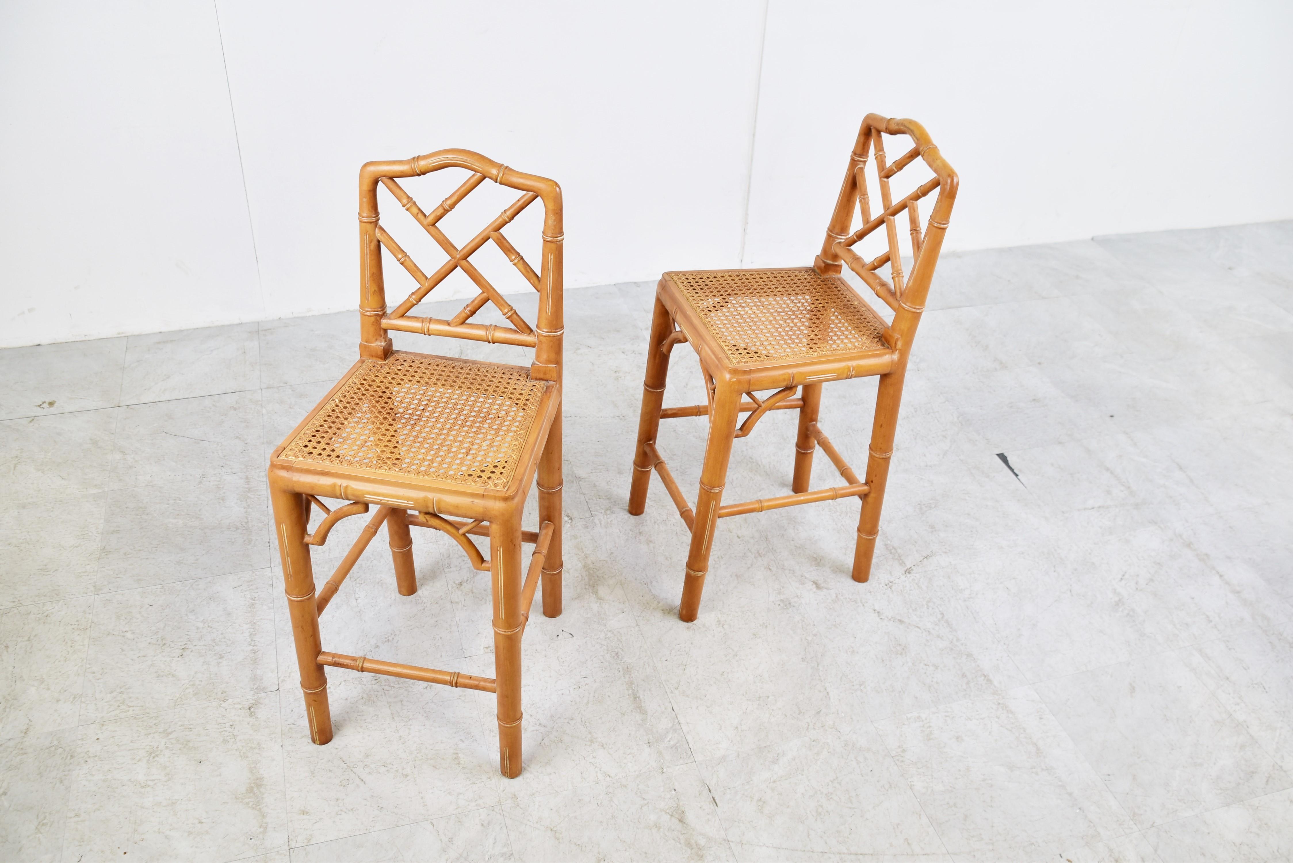 Pair of Faux Bamboo Children Chairs, 1960s For Sale 1