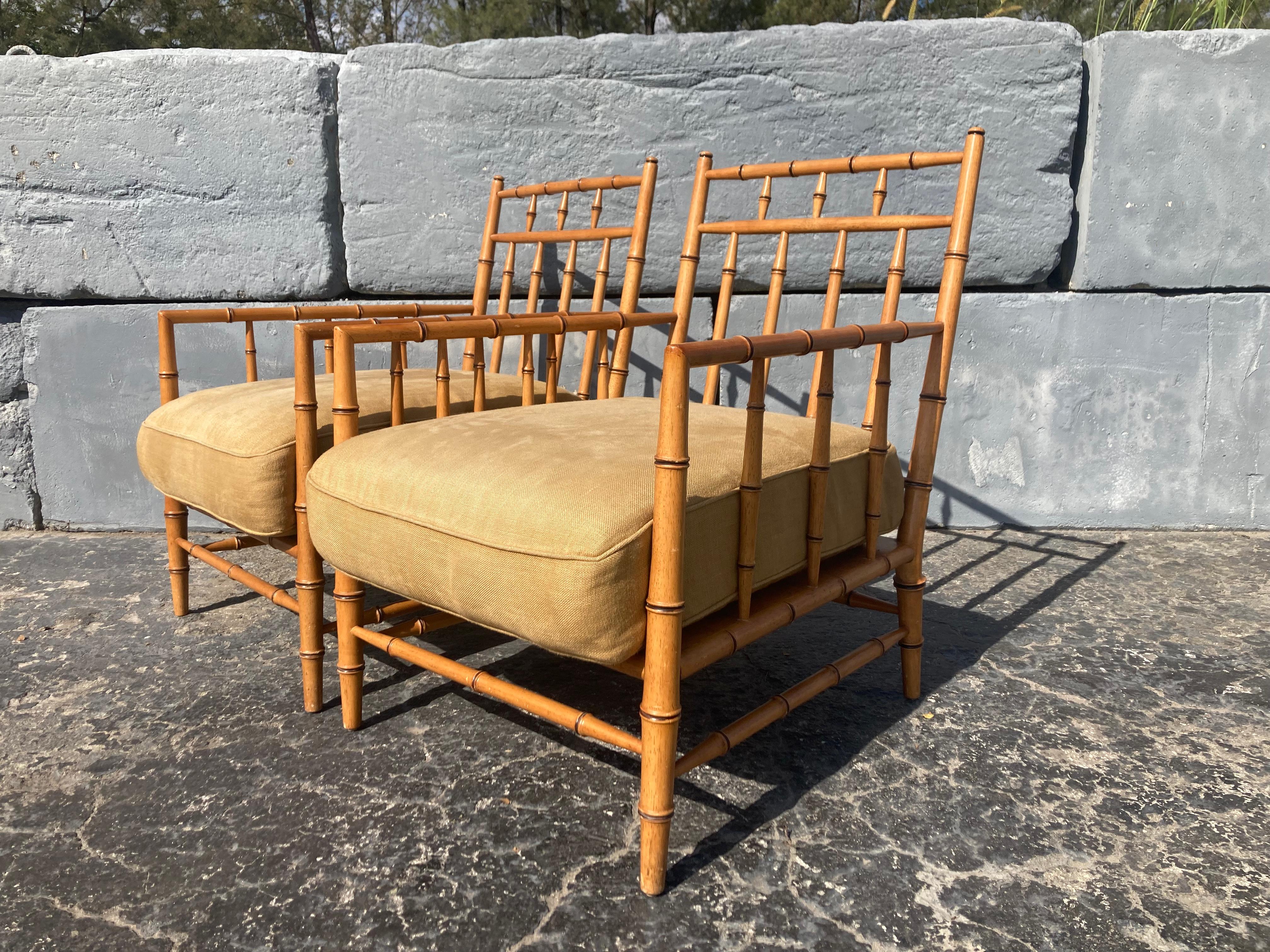 Pareja de sillones Chippendale chinos de bambú sintético Martha Stewart Bernhardt en venta 7