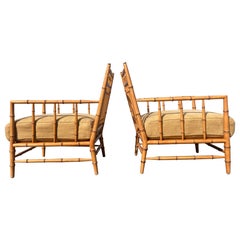 Pareja de sillones Chippendale chinos de bambú sintético Martha Stewart Bernhardt