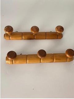 Pair of Faux Bamboo Coat and Hat Rack, Brown Color, France, 1960