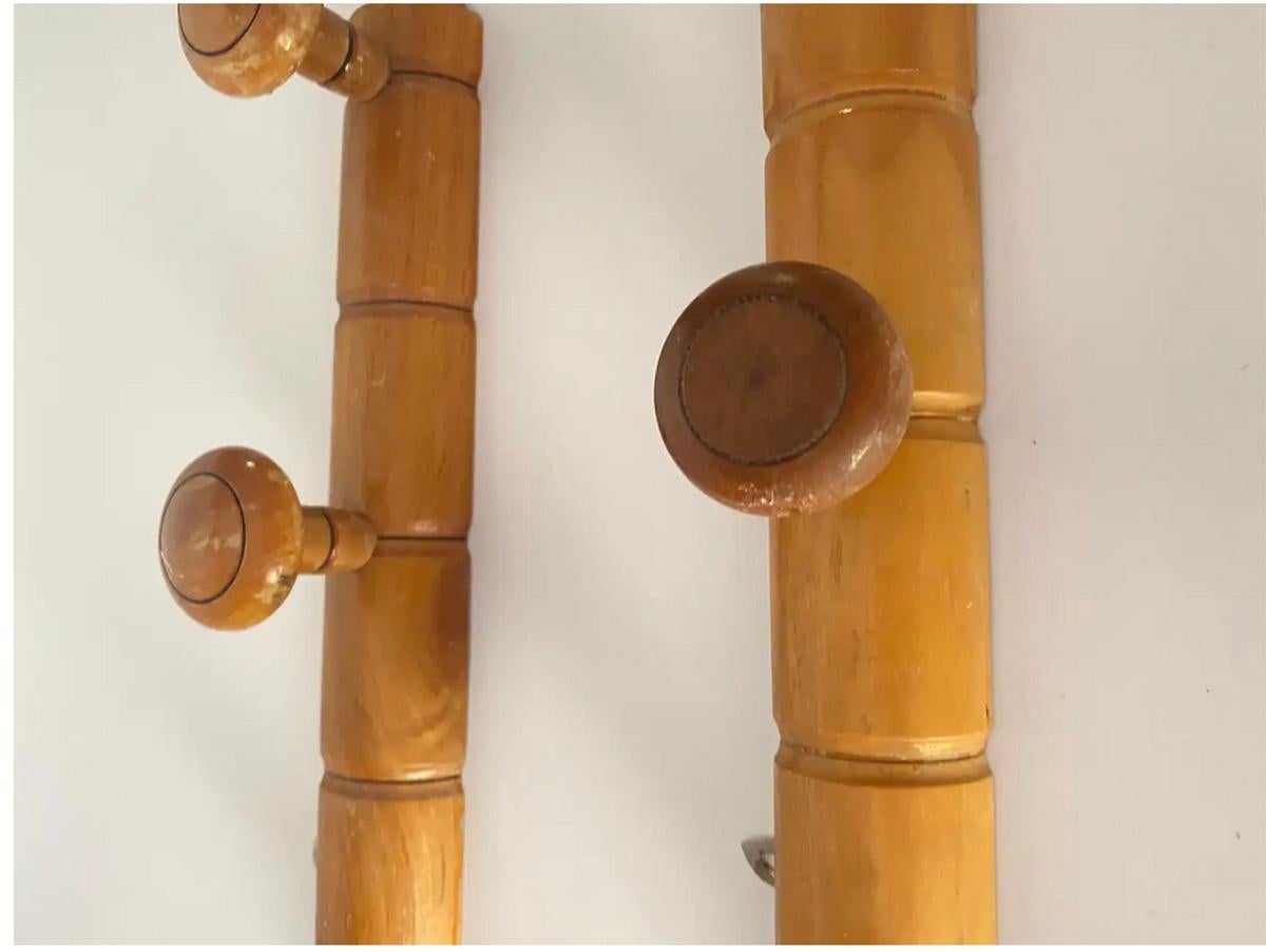 Pair of Faux Bamboo Coat and Hat Rack, Brown Color, France, 1960 In Good Condition For Sale In Auribeau sur Siagne, FR