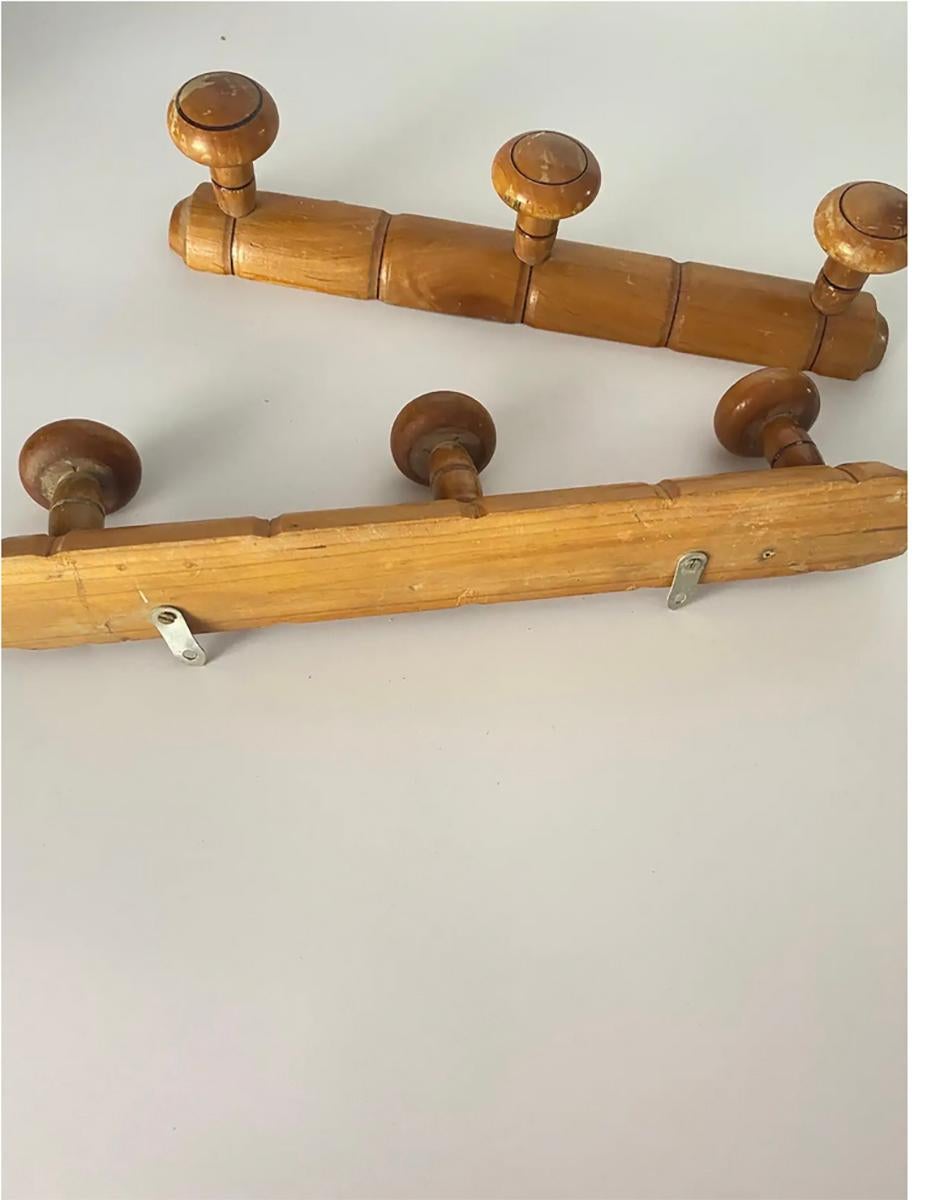 Pair of Faux Bamboo Coat and Hat Rack, Brown Color, France, 1960 For Sale 3