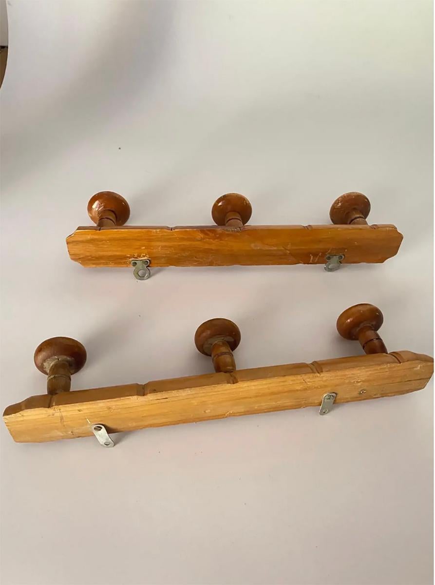 Pair of Faux Bamboo Coat and Hat Rack, Brown Color, France, 1960 For Sale 4