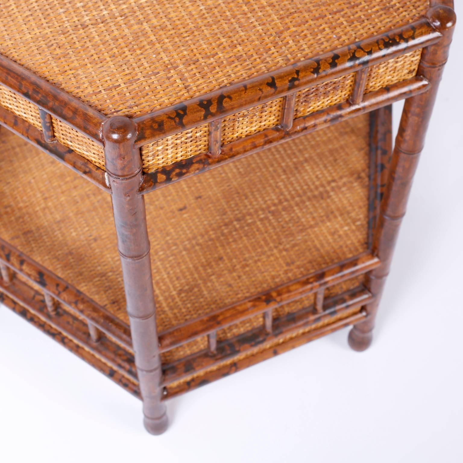 20th Century Pair of Faux Bamboo End Tables