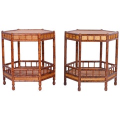 Pair of Faux Bamboo End Tables