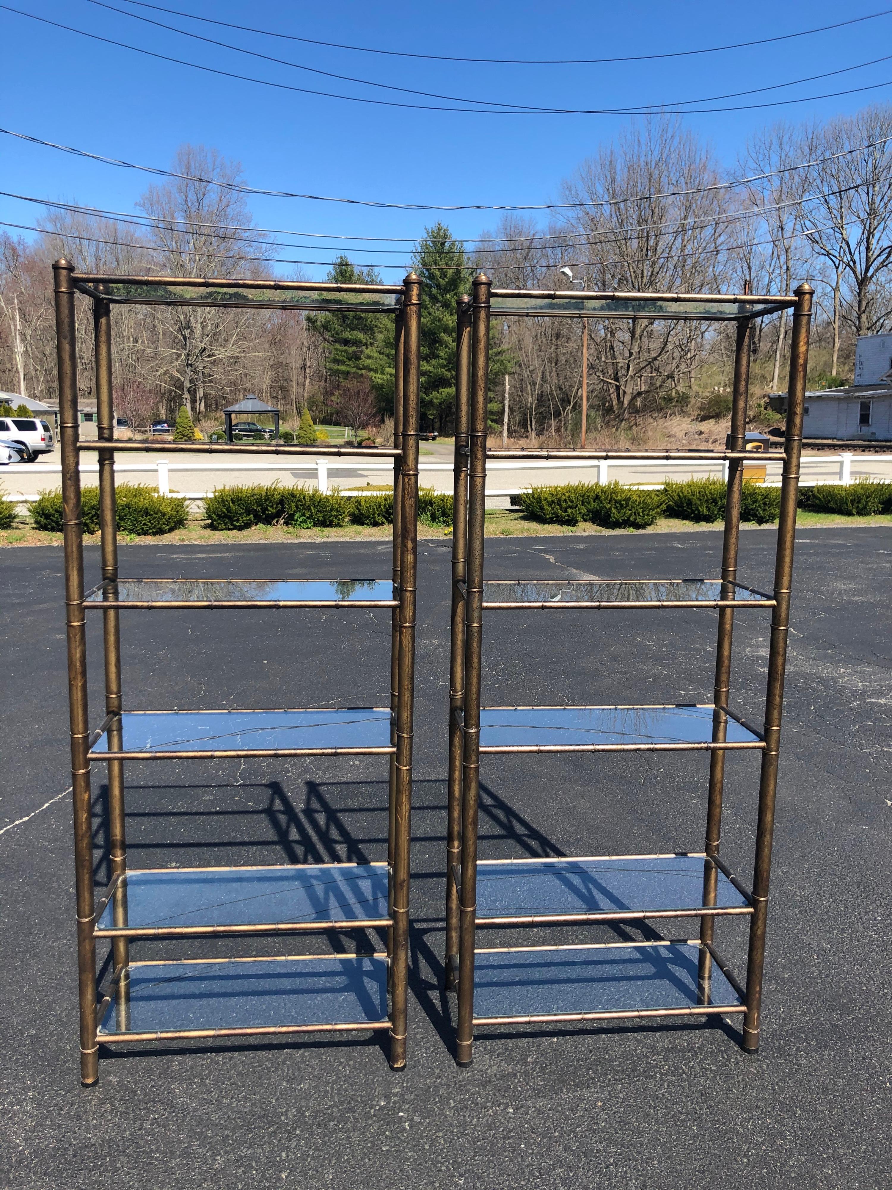 Pair of Faux Bamboo Étagères In Good Condition In Redding, CT