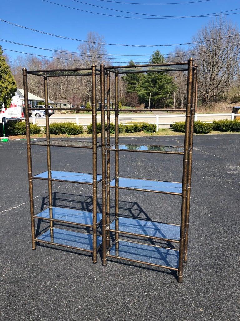 Hollywood Regency Pair of Faux Bamboo Étagères For Sale