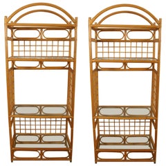 Vintage Faux Bamboo Etagere with Glass Shelves - Little Boho Valley