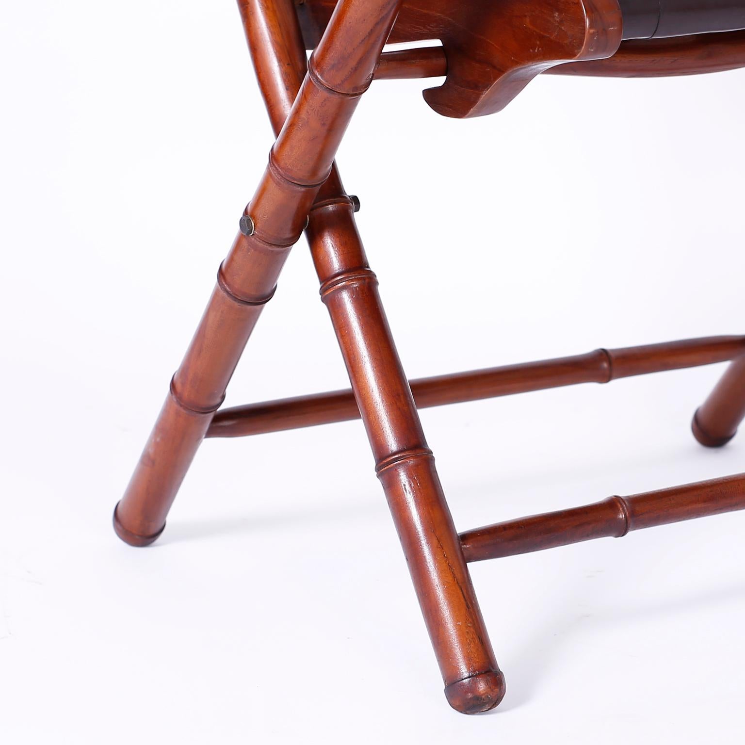 20th Century Pair of Faux Bamboo Folding Safari Chairs