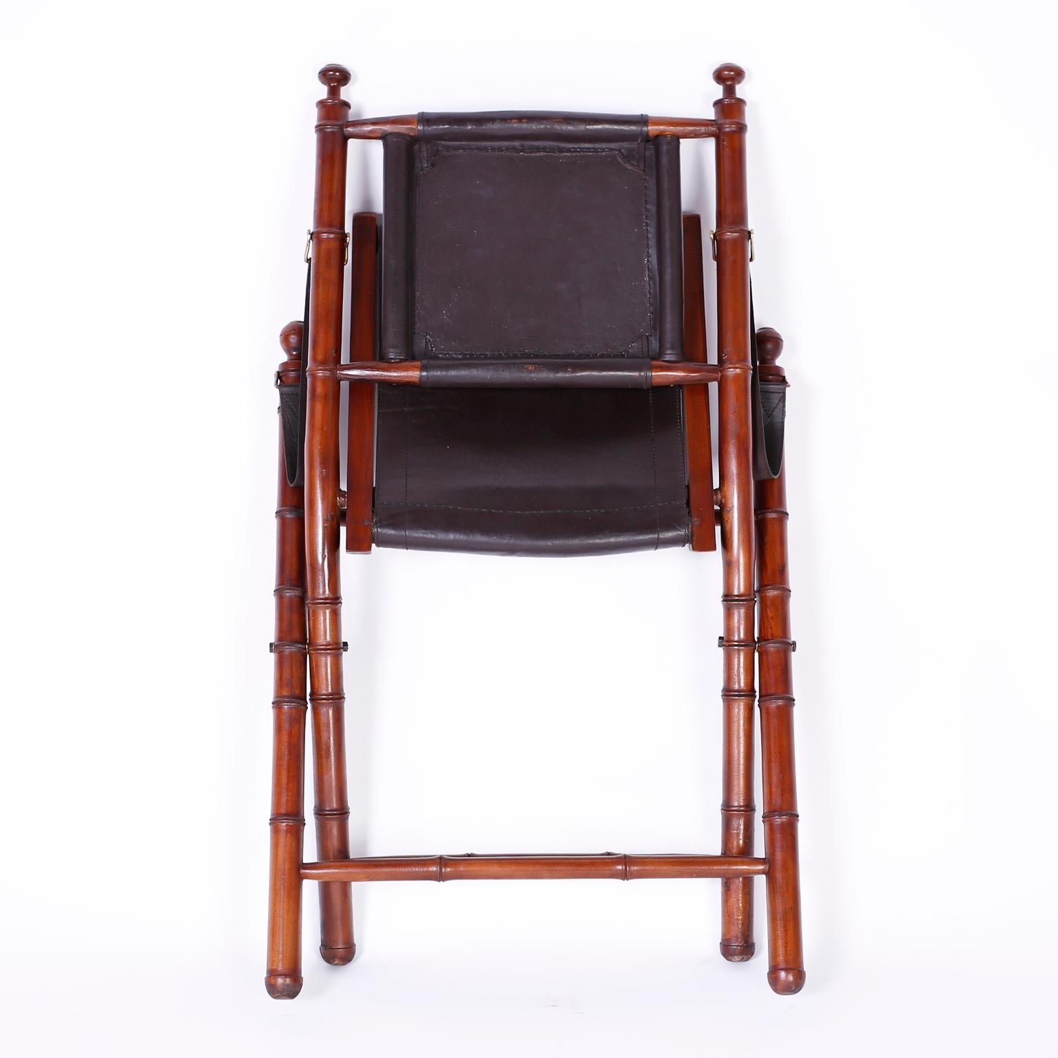 Pair of Faux Bamboo Folding Safari Chairs 2