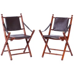 Pair of Faux Bamboo Folding Safari Chairs