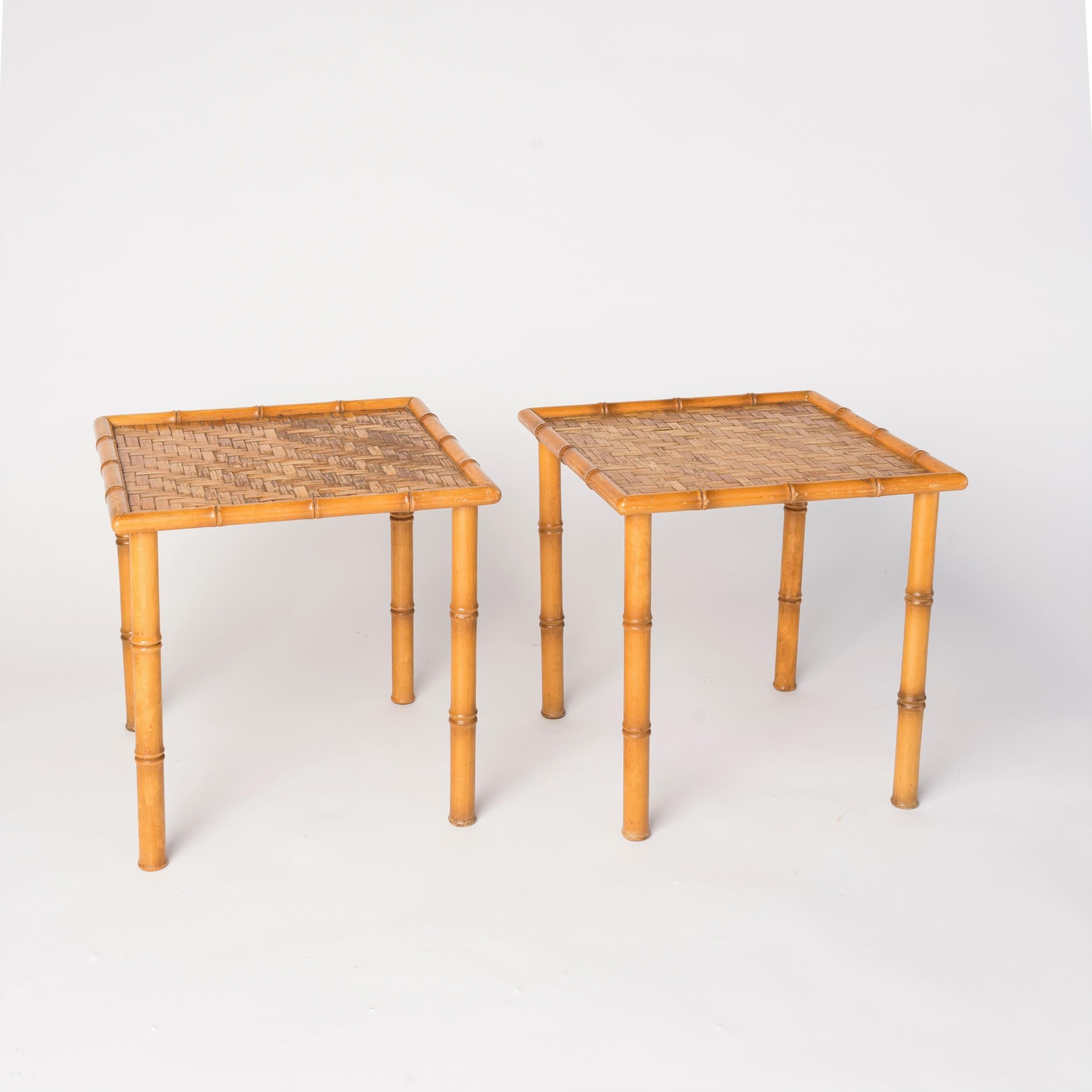 Mid-20th Century Pair of Faux Bamboo Gueridons, France, 1960's For Sale